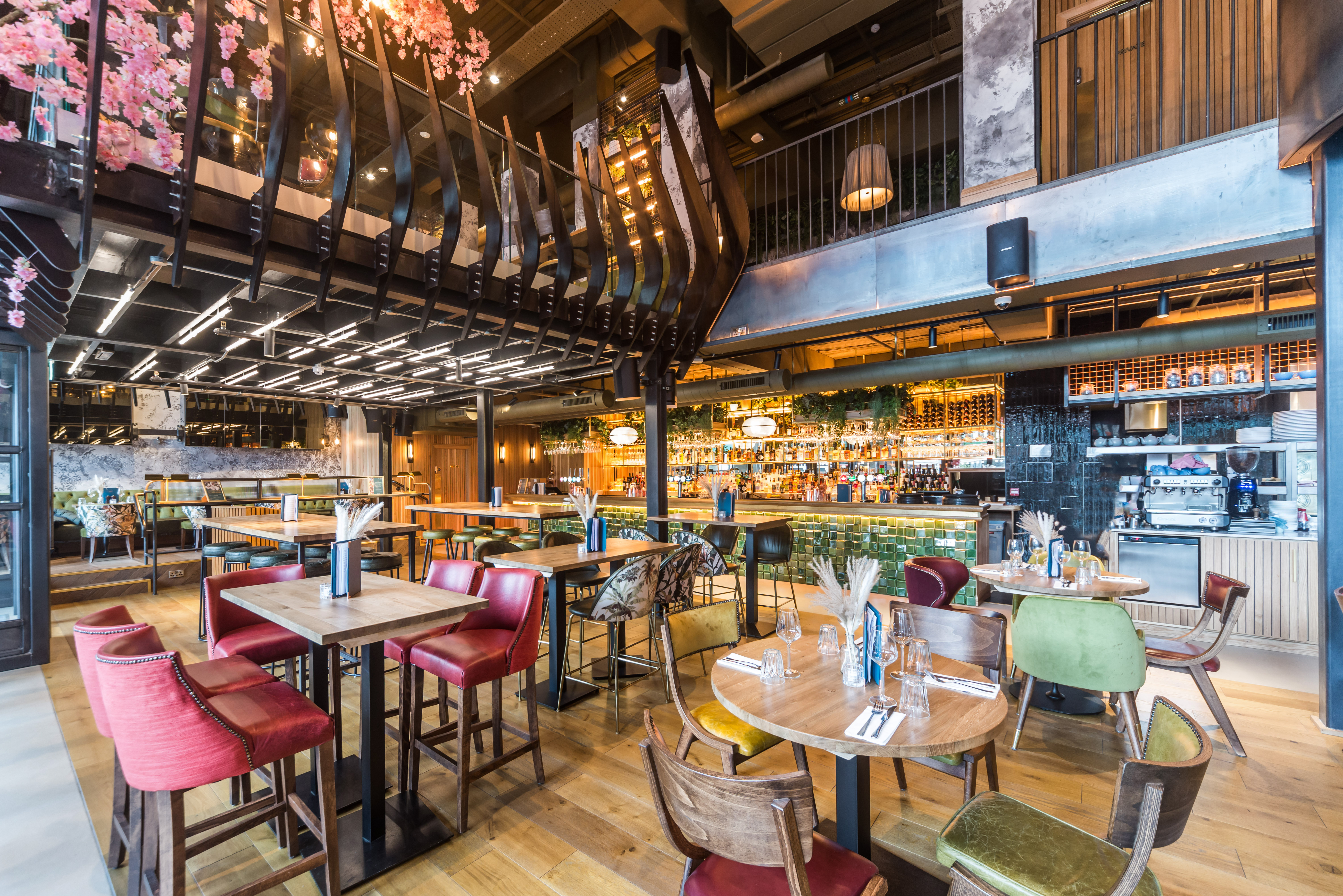 Vibrant restaurant venue with stylish decor for networking events and private dinners.