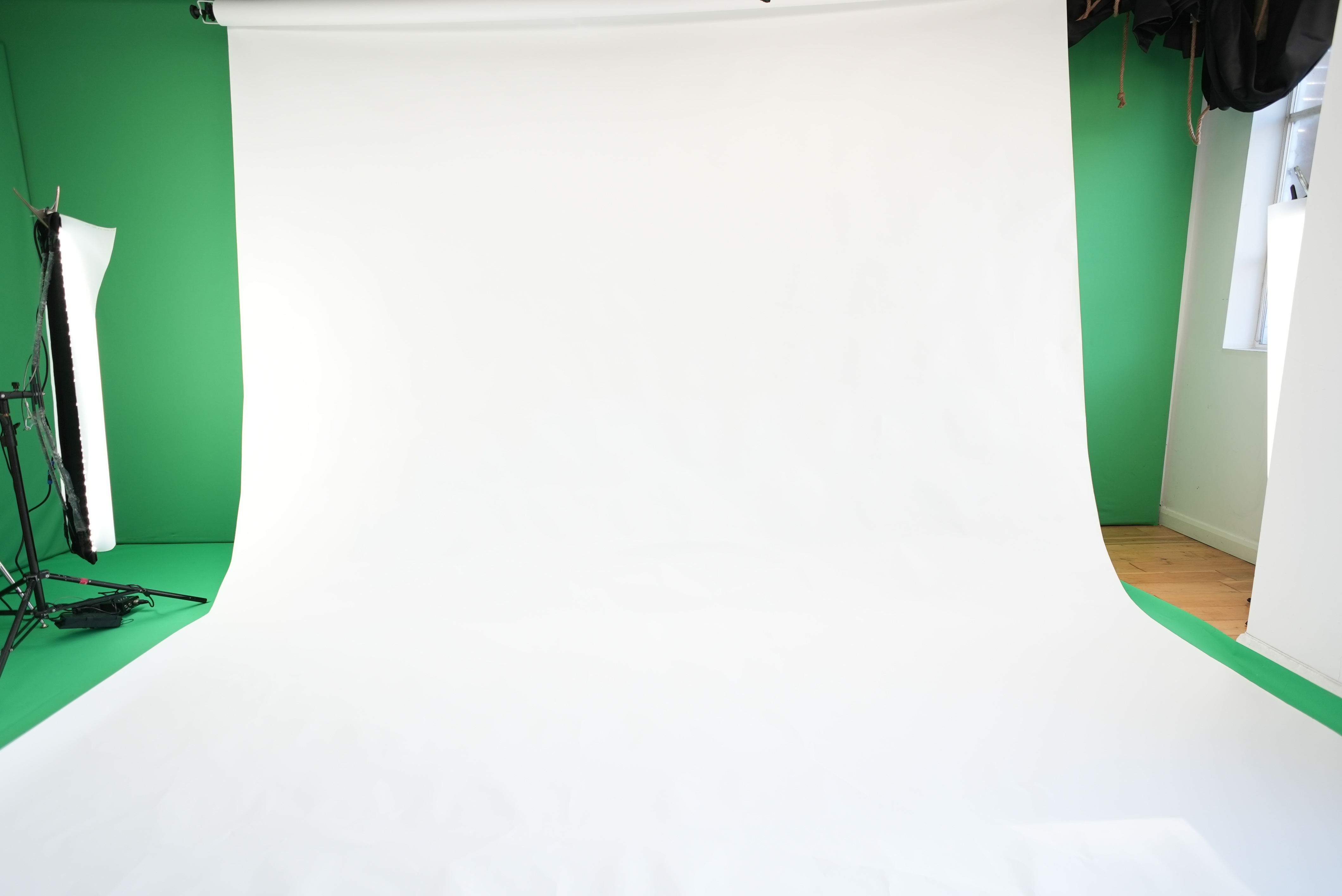 Peckham Studio with green screen backdrop for creative photo shoots and video production.