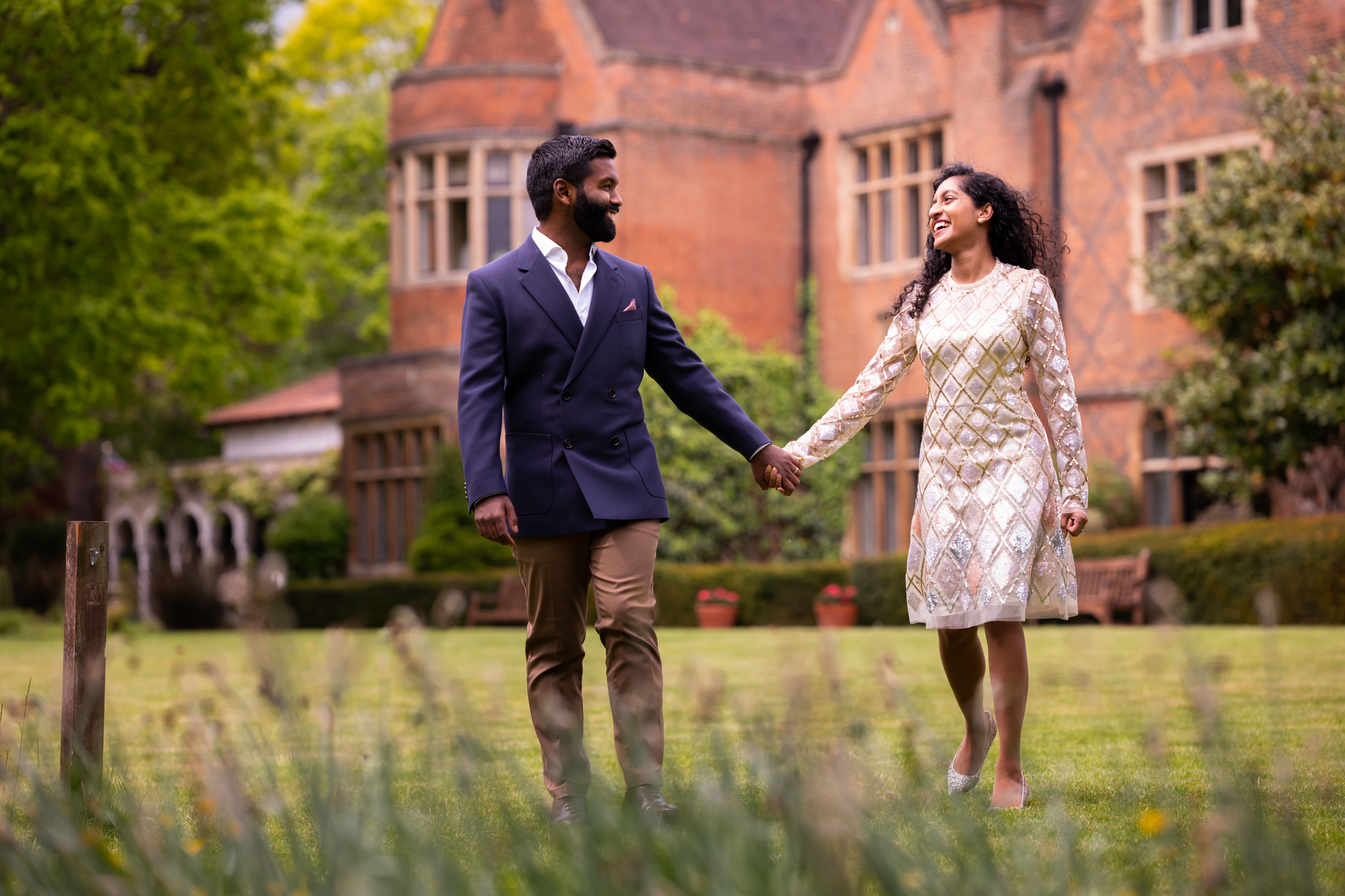 Couple walking in Edwardian Ballroom, Warren House Hotel, perfect for romantic weddings.