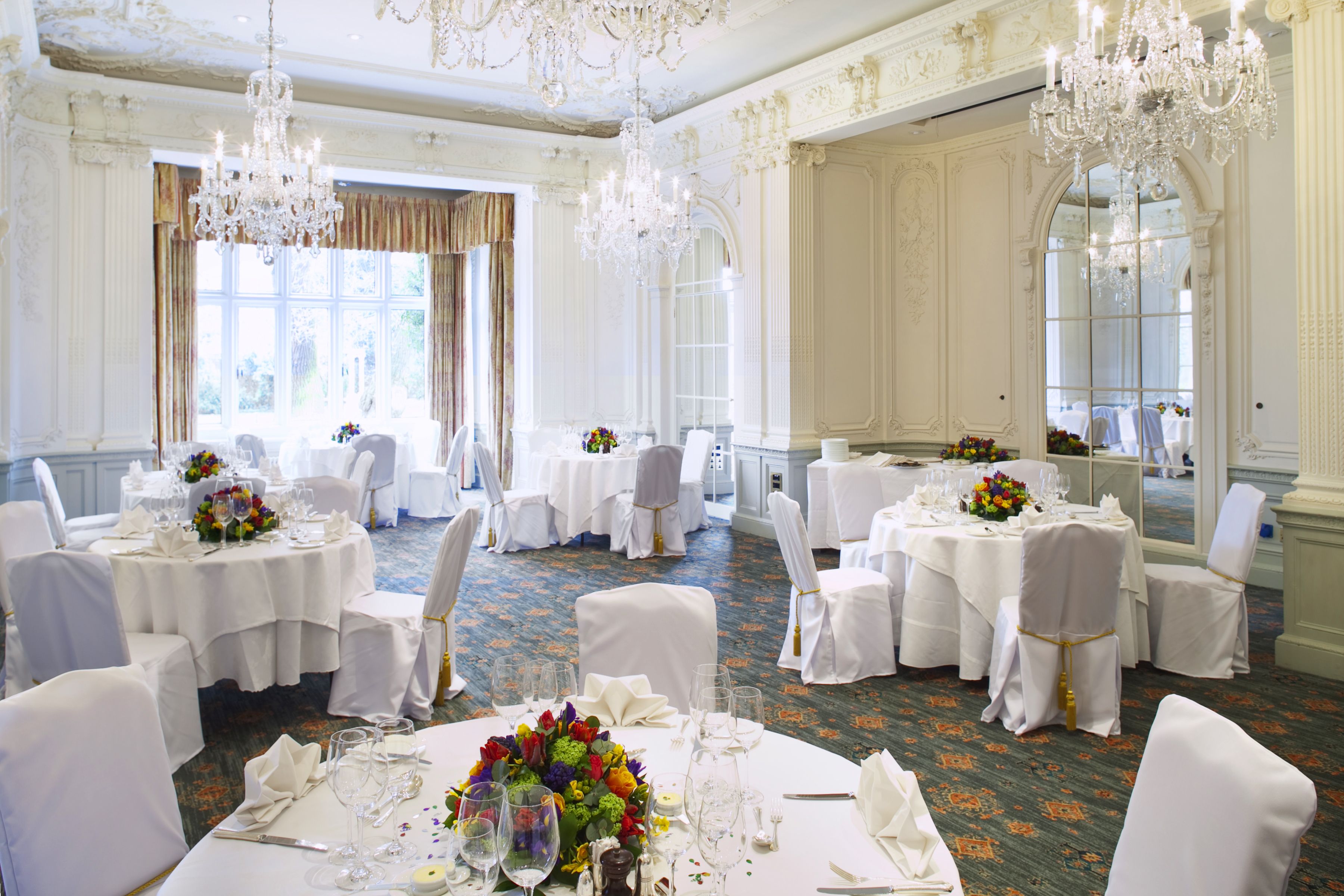 Elegant Edwardian Ballroom at Warren House Hotel, ideal for weddings and corporate events.