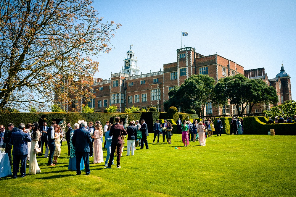 Old Palace at Hatfield House, lush lawn venue for weddings and corporate events.