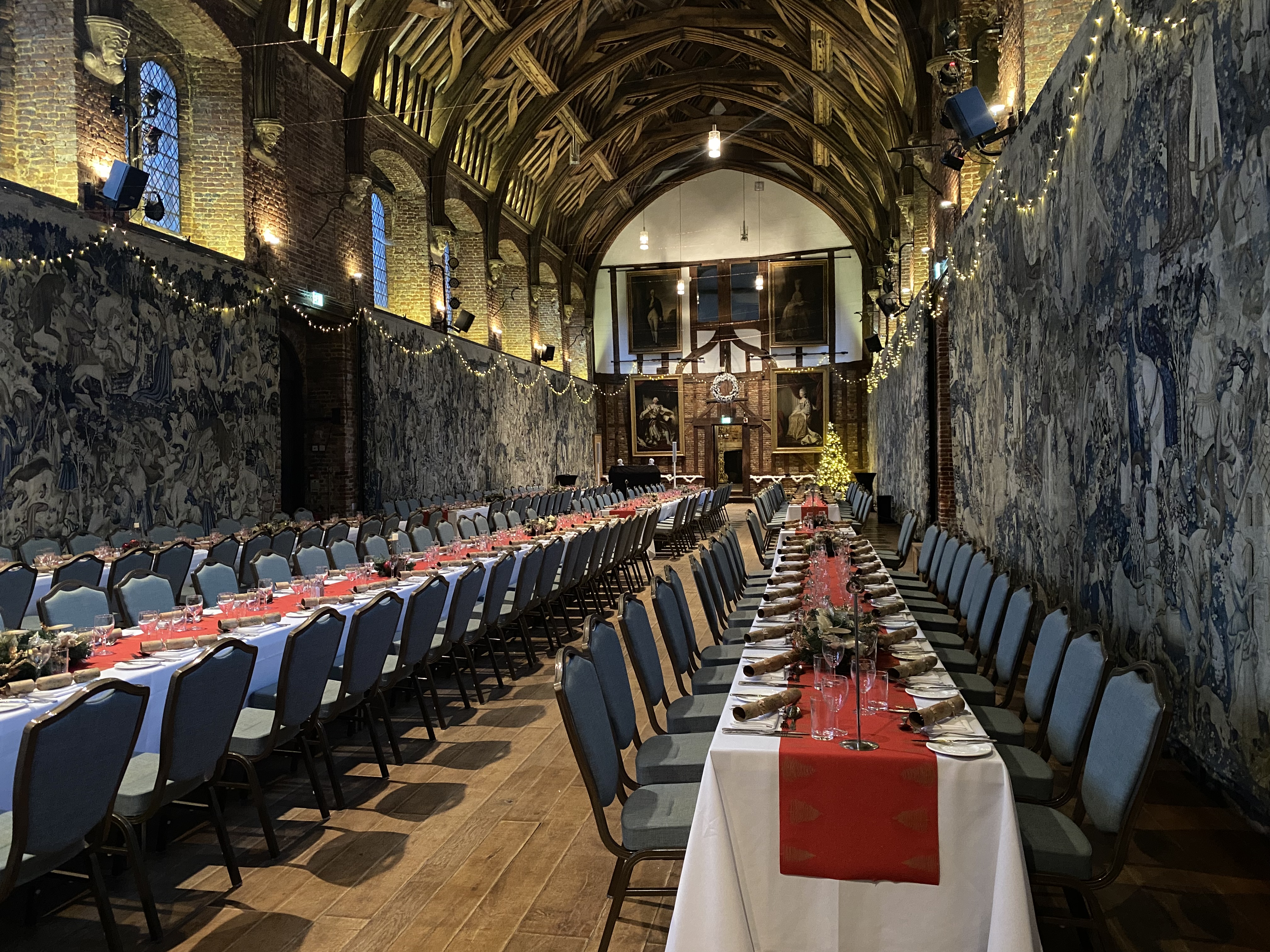 Elegant banquet hall at Hatfield House, perfect for weddings and corporate events.