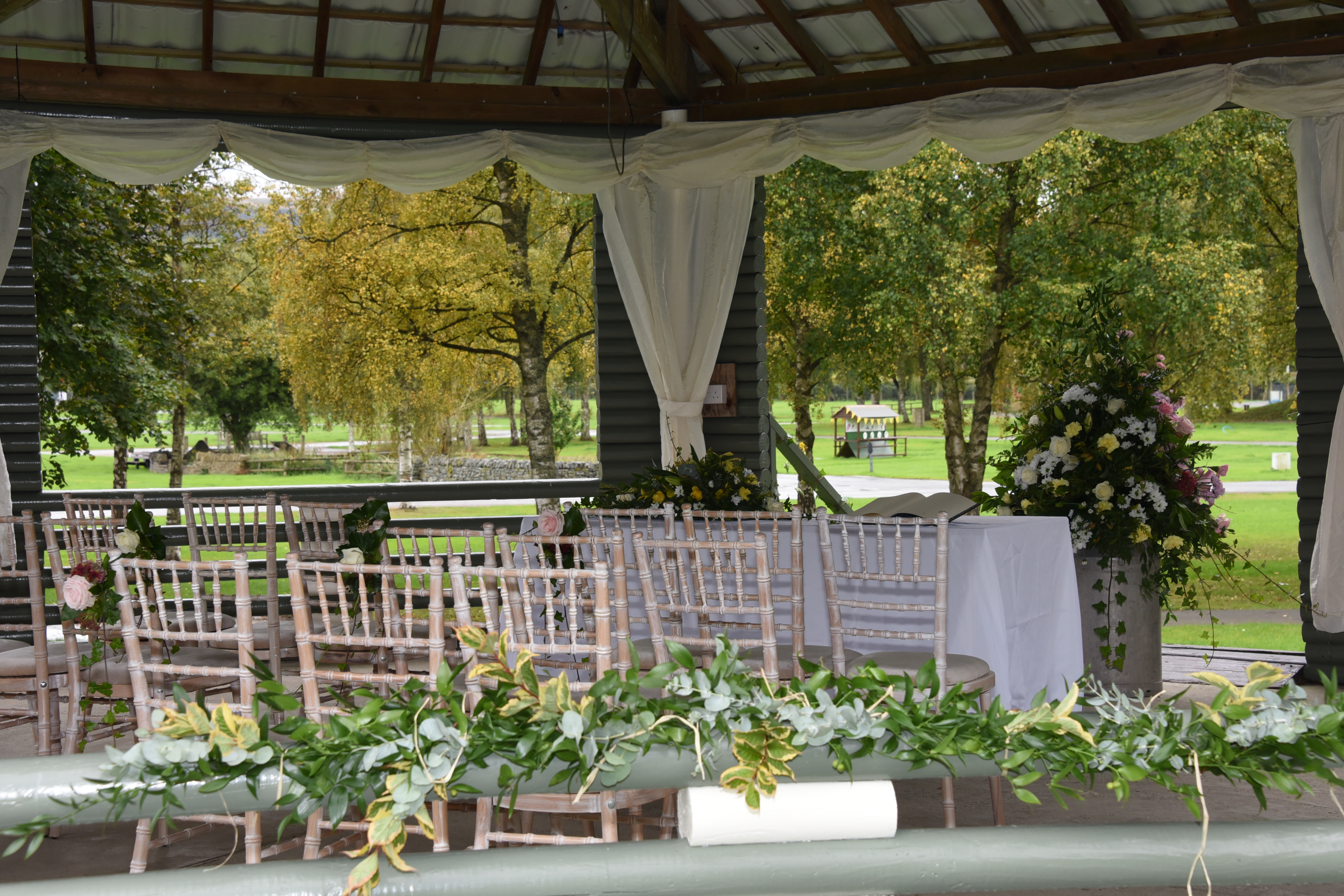 Elegant Bandstand at Royal Welsh Showground, perfect for weddings and outdoor events.
