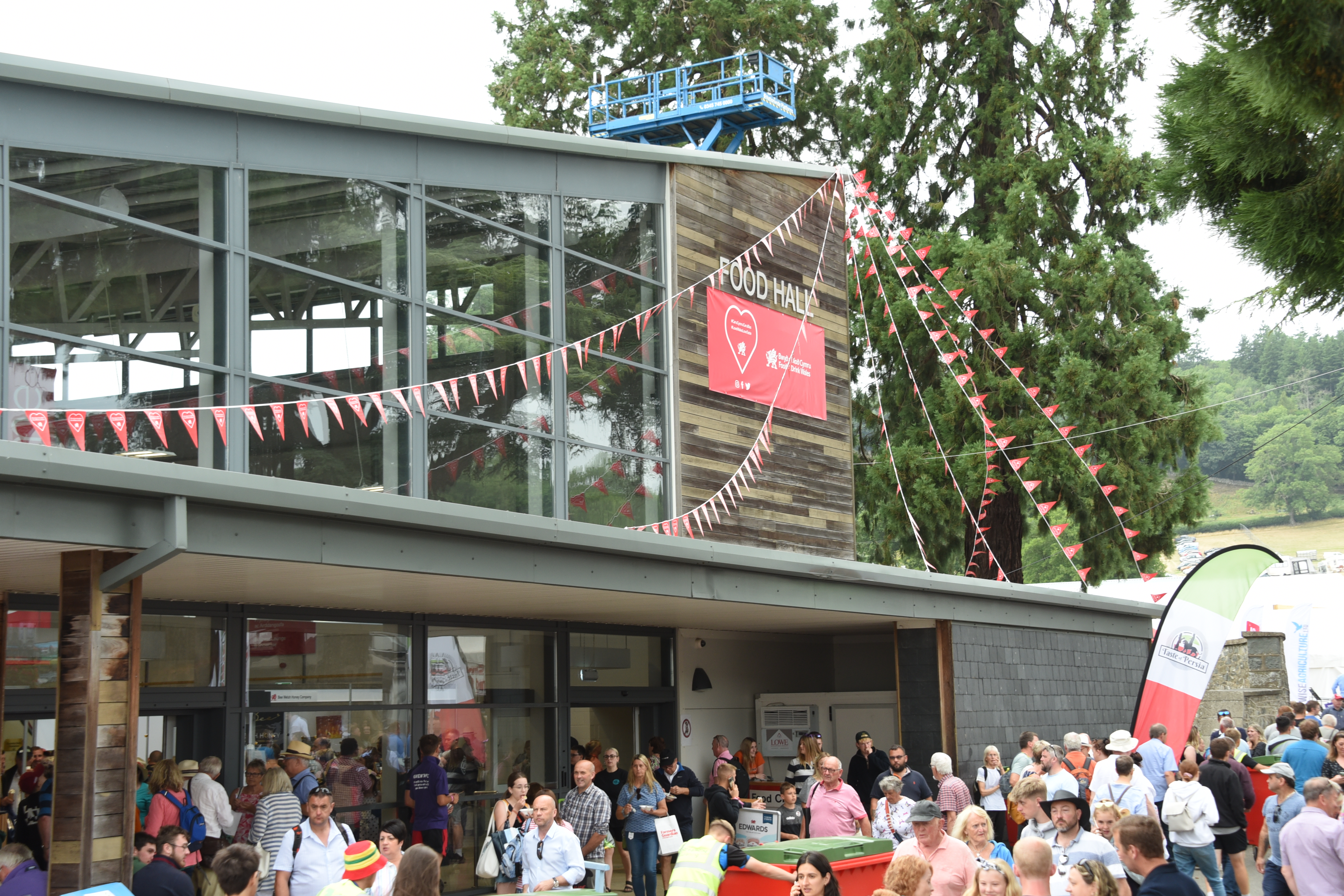 Food Hall at Royal Welsh Showground, bustling venue for events and community gatherings.
