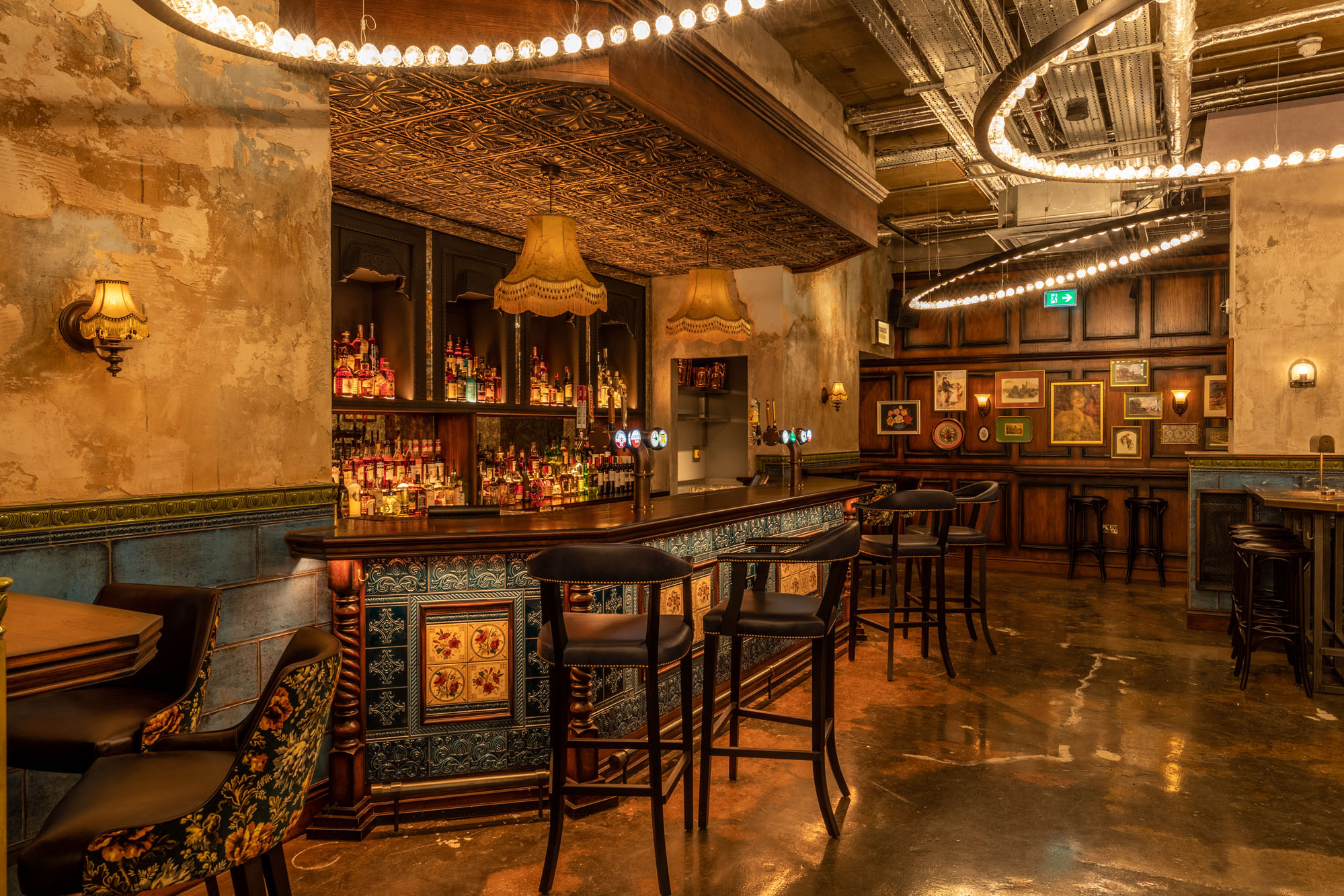 Stylish bar at The Golden Acre, perfect for intimate gatherings and networking events.