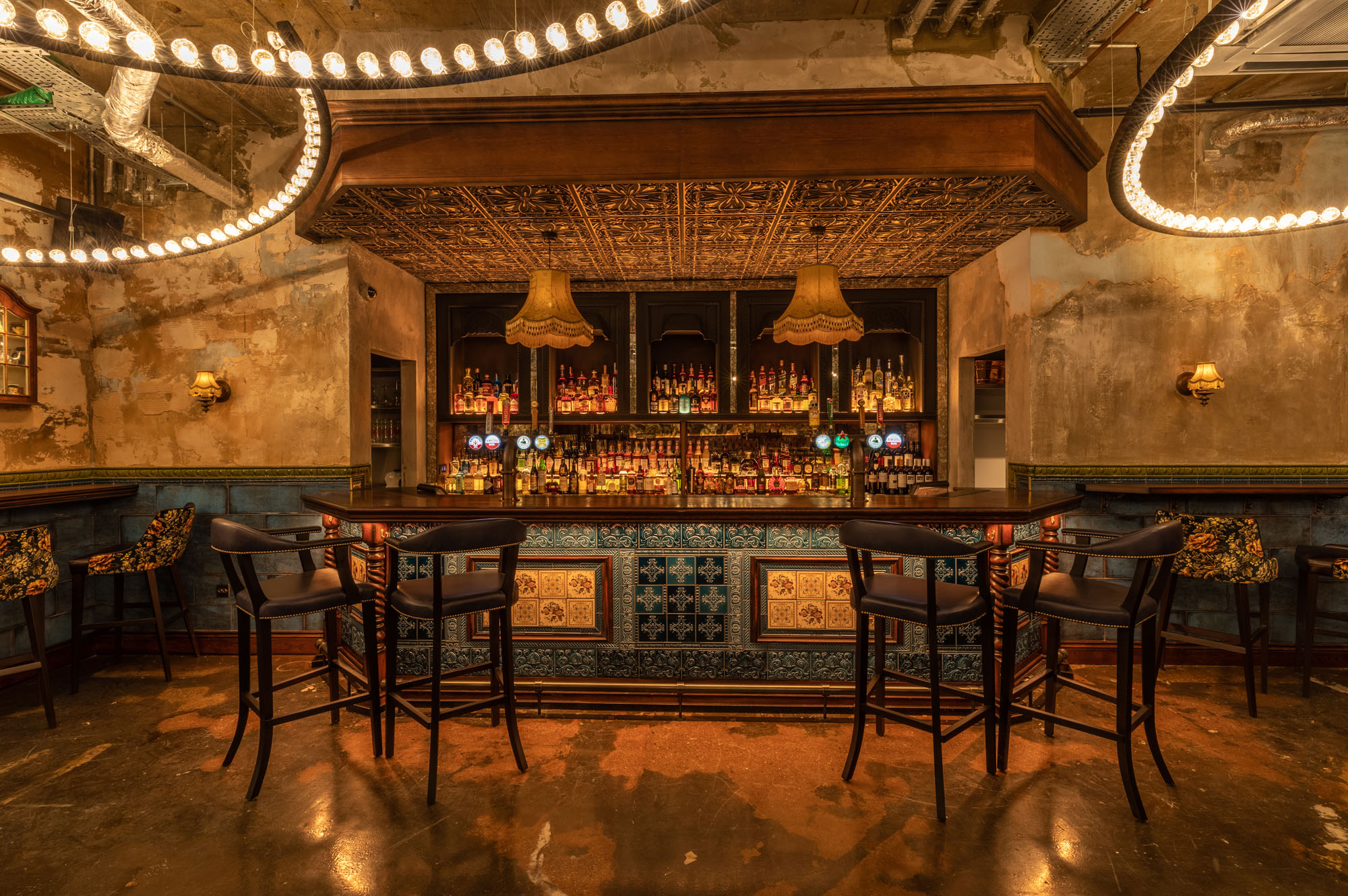 Stylish bar area at Flight Club Leeds, perfect for networking events and cocktail receptions.