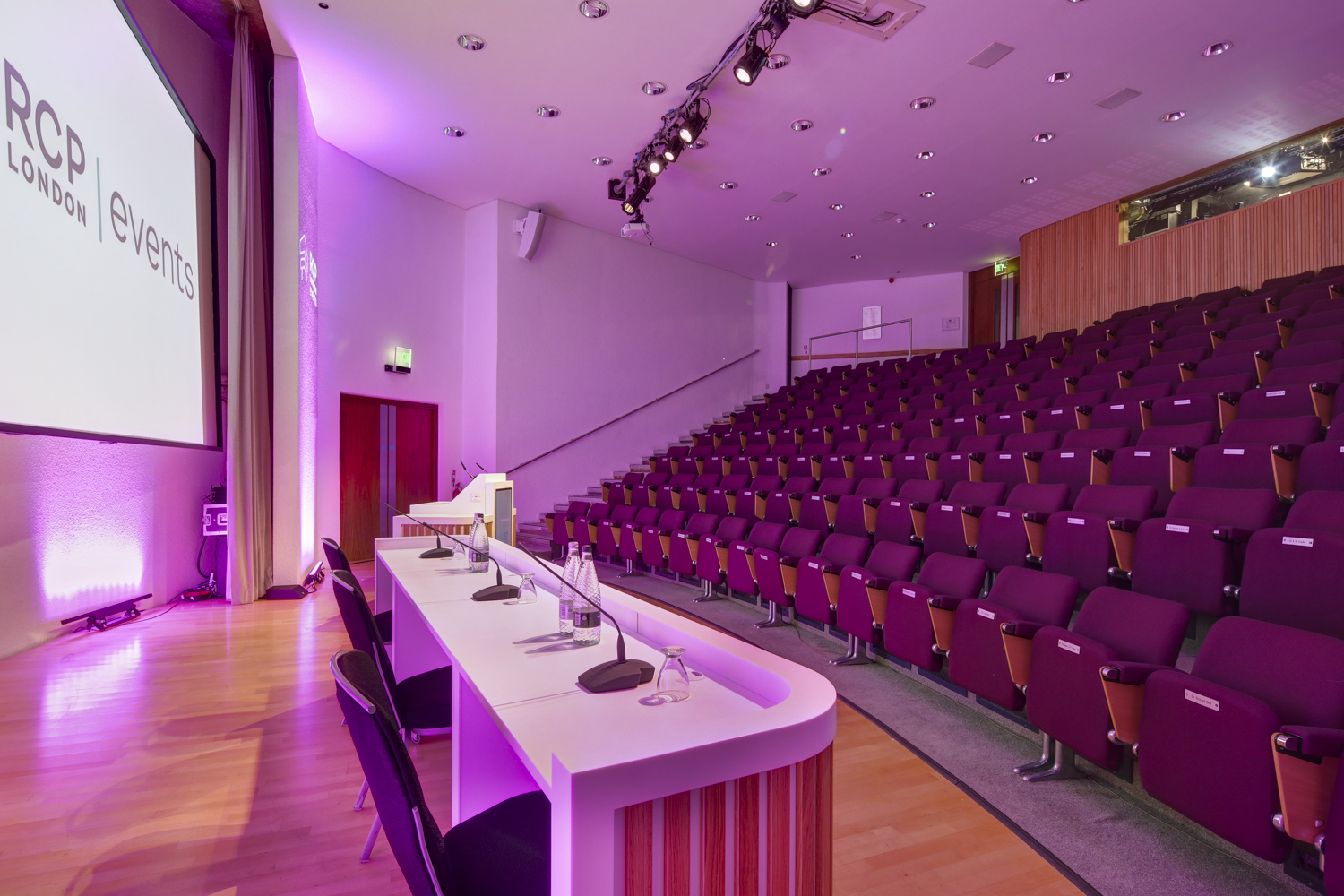 Seligman Theatre at RCP London, tiered seating for corporate events and presentations.