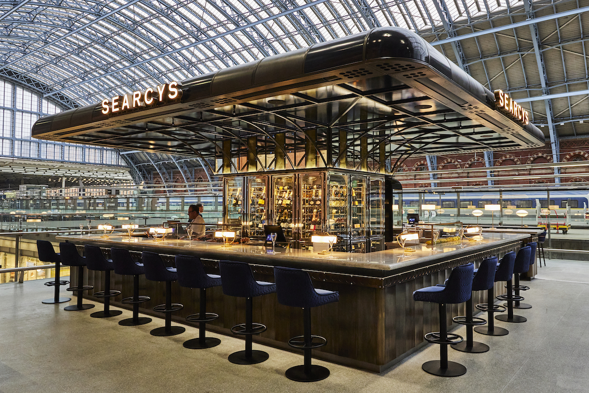 Weddings at St Pancras Brasserie, modern bar with sleek design for events and receptions.