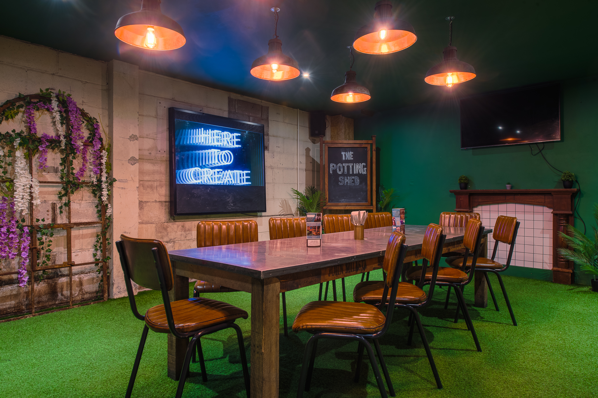 Vibrant meeting space at The Potting Shed, perfect for workshops and brainstorming sessions.