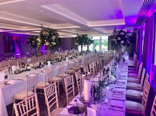 Elegant banquet setup in Victoria Louis suite, Sopwell House, perfect for weddings or corporate events.