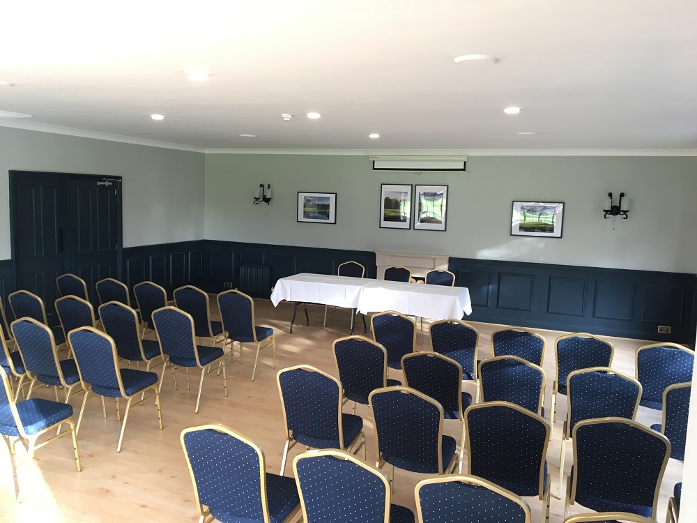 Lakeside meeting room at South Winchester Golf Club, ideal for workshops and presentations.