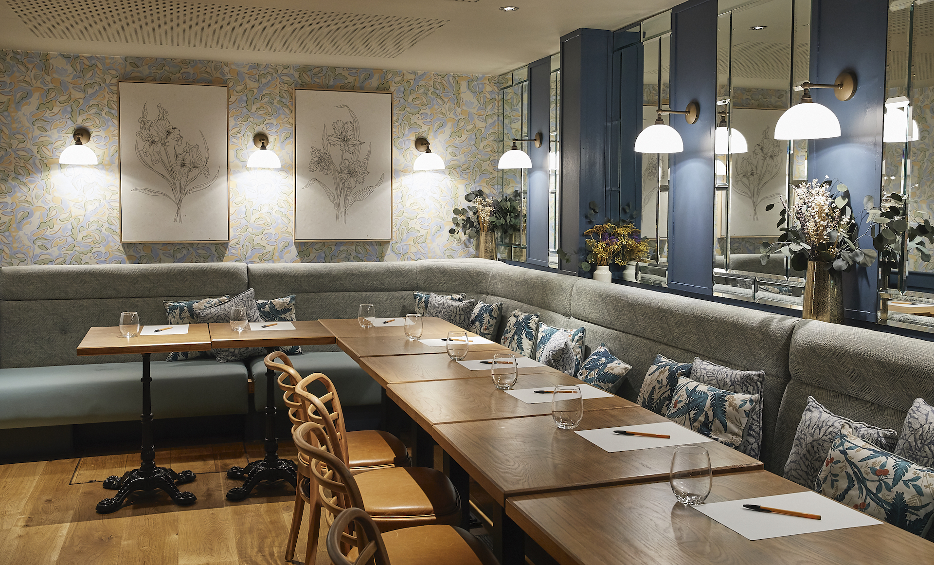 Private meeting room at Cote Brasserie, elegant decor for workshops and team meetings.