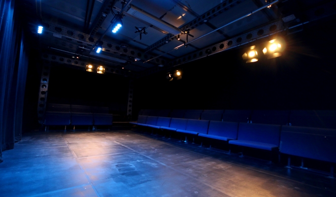 Versatile Pleasance Theatre & Bar event space with flexible seating for workshops and performances.