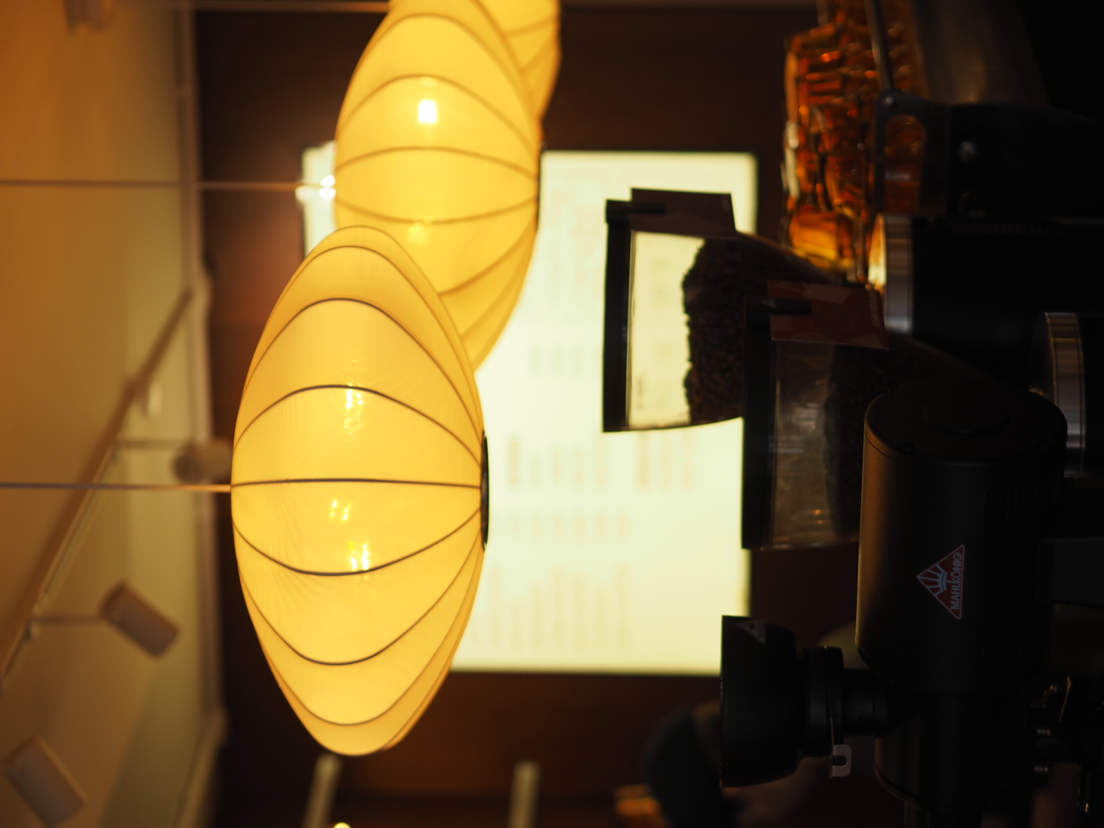 Cozy networking space with soft lighting and coffee setup for casual meetings.