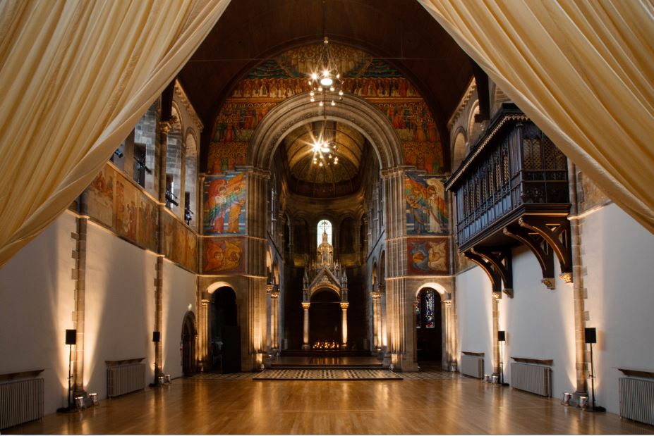 Elegant Mansfield Traquair venue with high ceilings for weddings and corporate events.