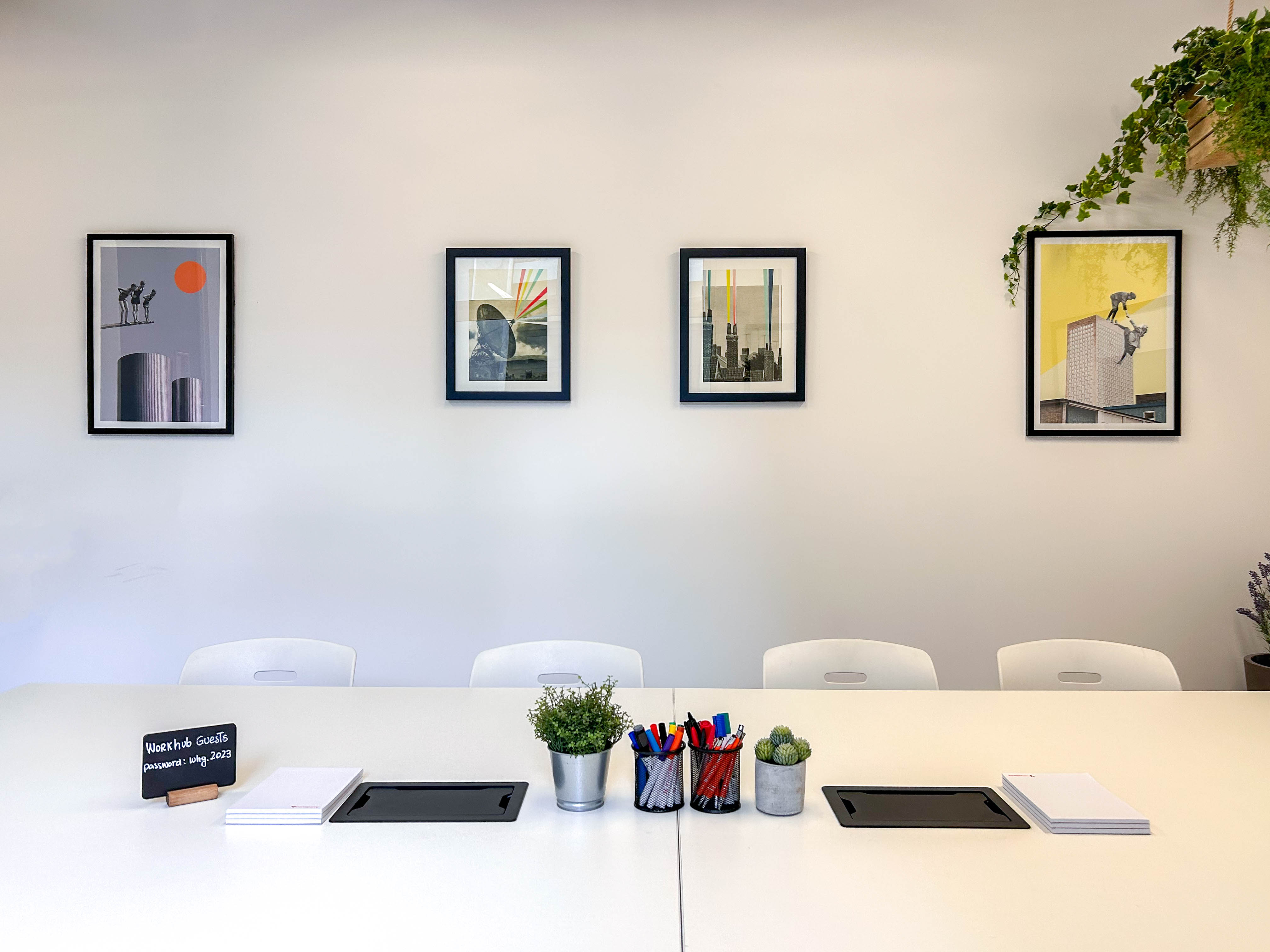Meeting Room 3 with a view, minimalist table, ideal for creative meetings and events.