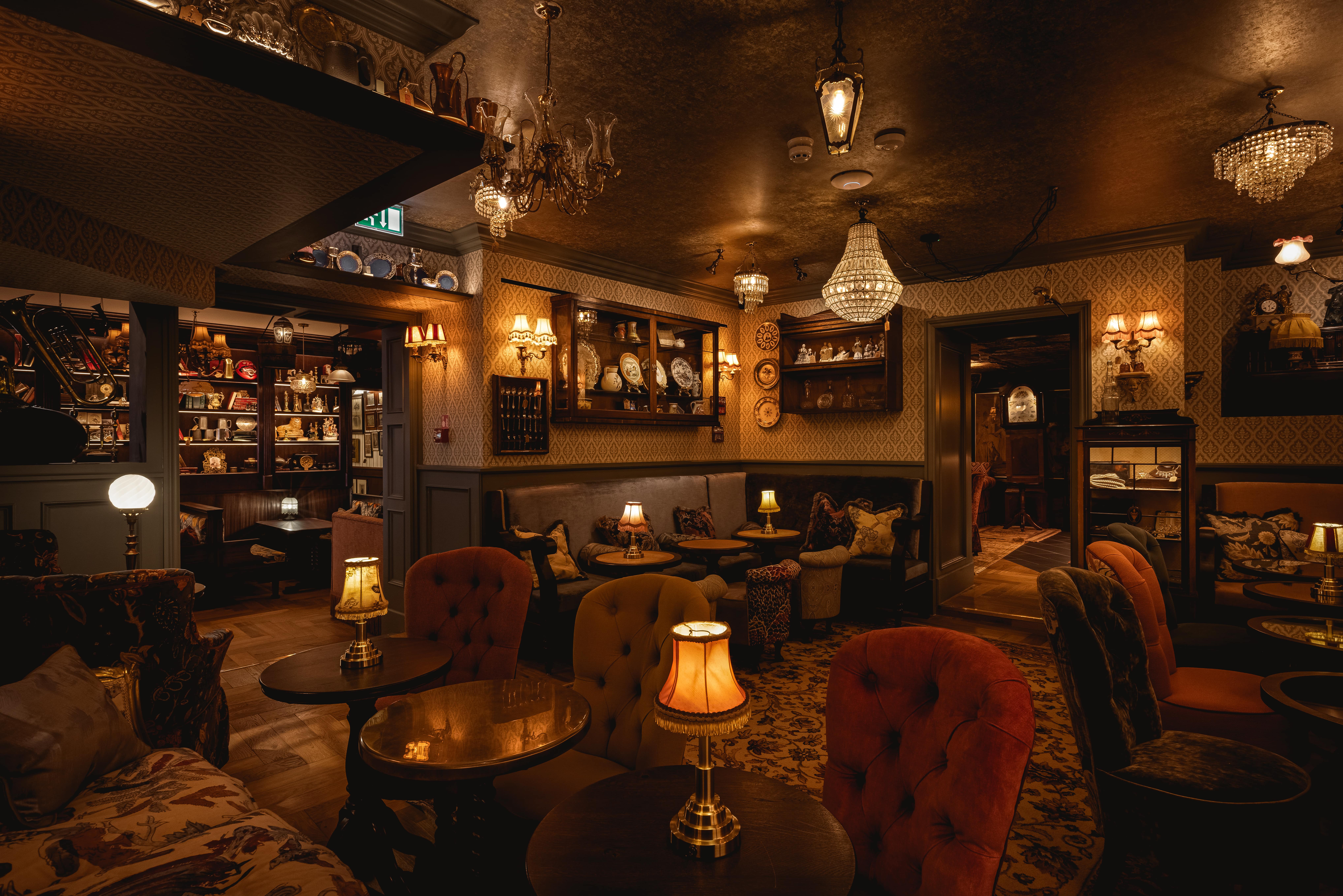 Cozy lounge at Mr Fogg's Pawnbrokers for intimate meetings and networking events.