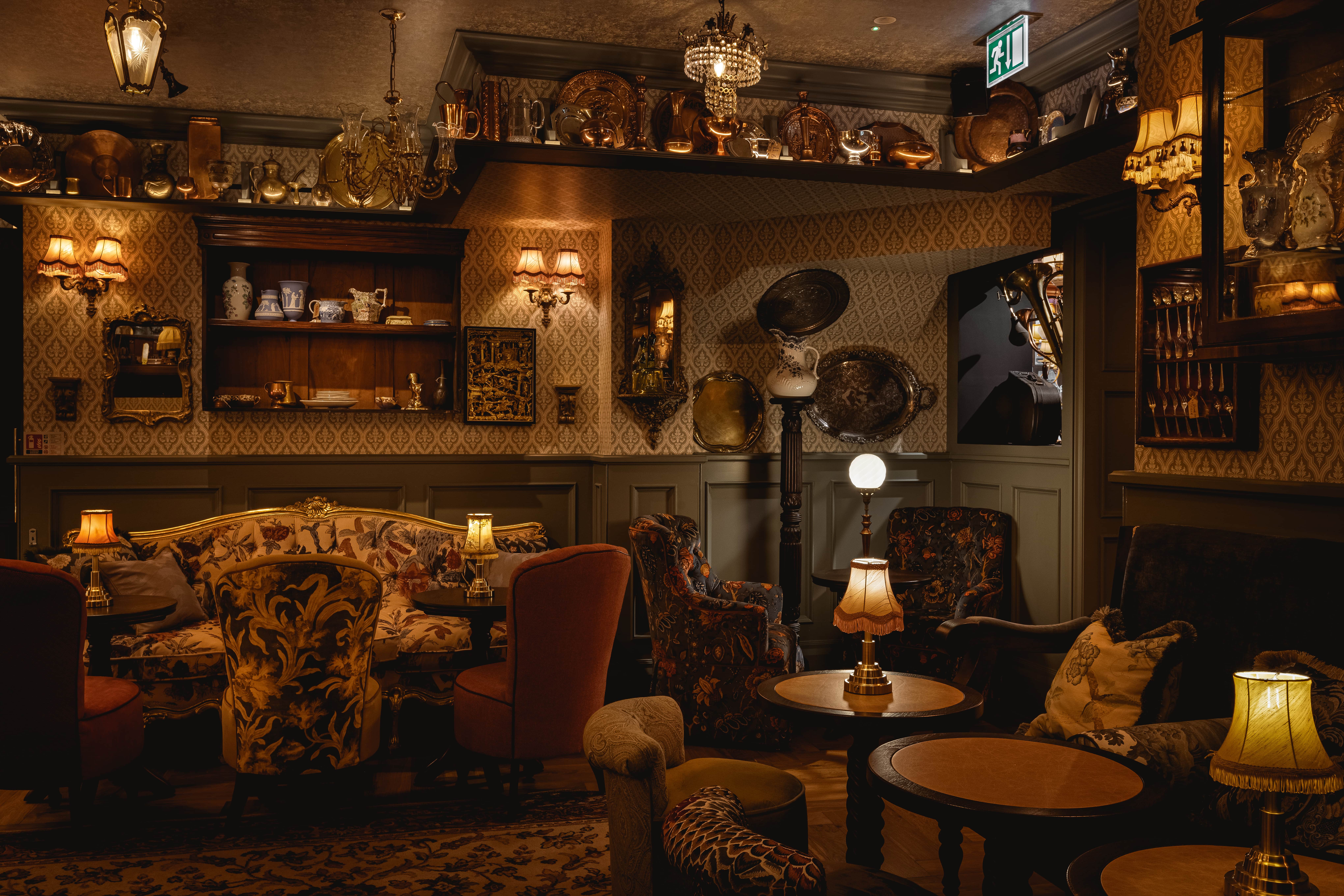 Cozy vintage lounge at Mr Fogg's Pawnbrokers for intimate meetings and networking events.