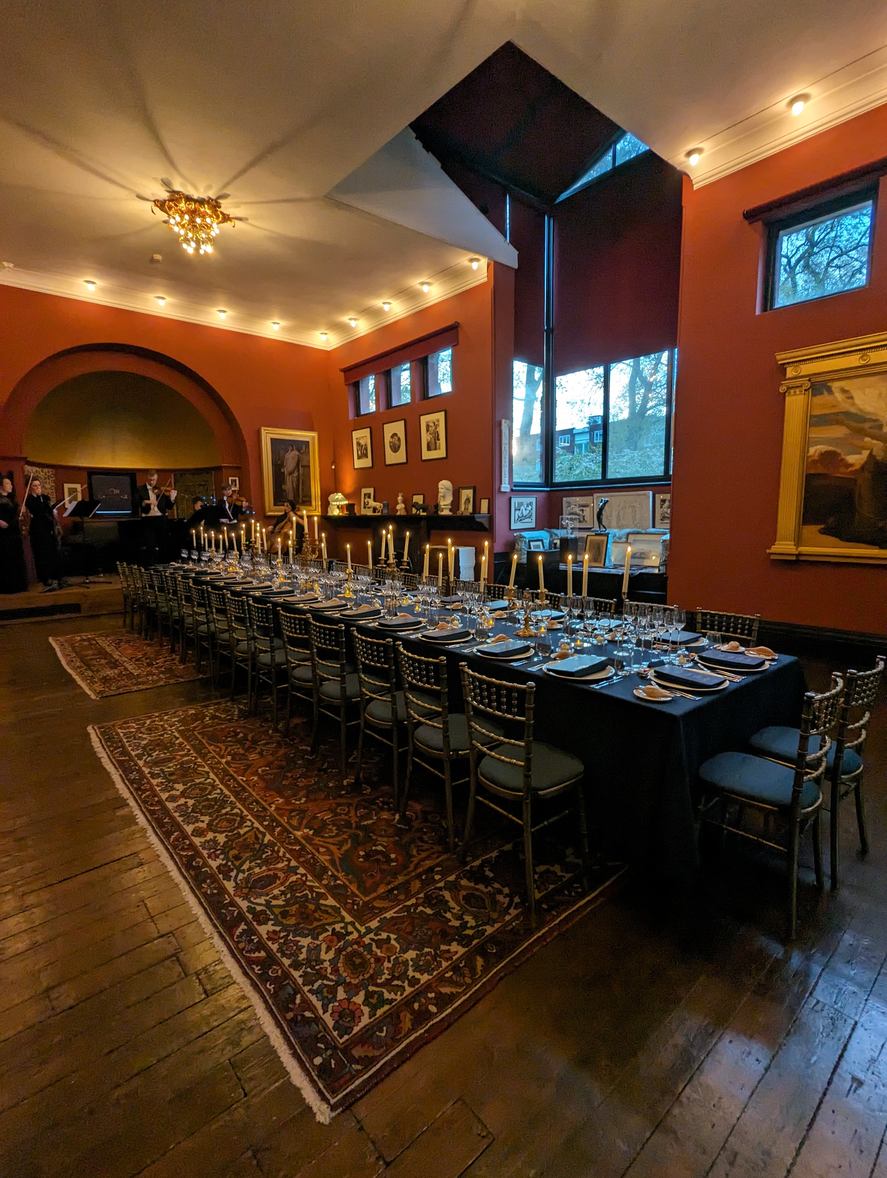 Elegant dining table in Artist's Studio, Leighton House for formal gala events.