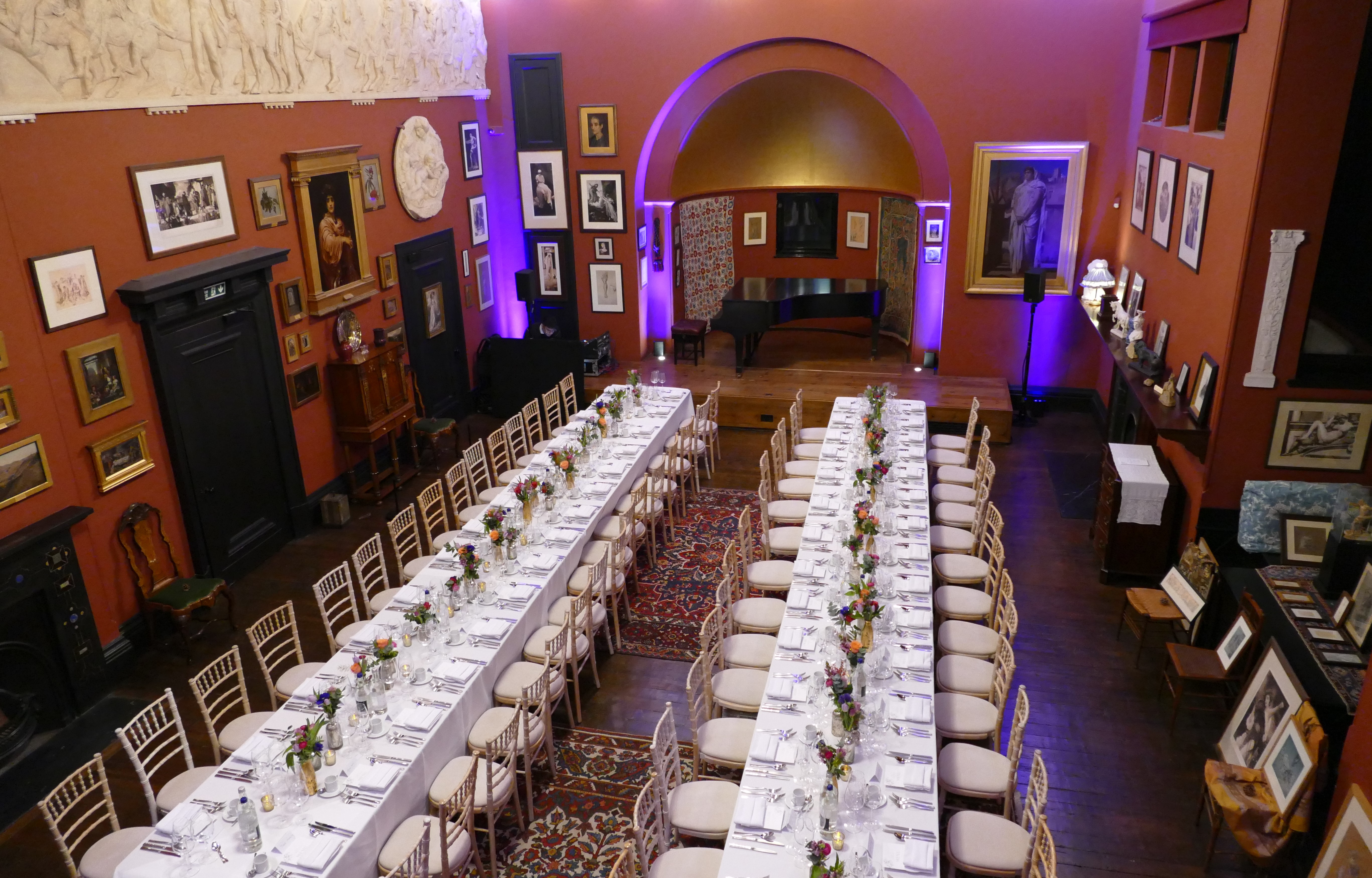 Elegant banquet table in Artist's Studio, Leighton House for corporate events and celebrations.