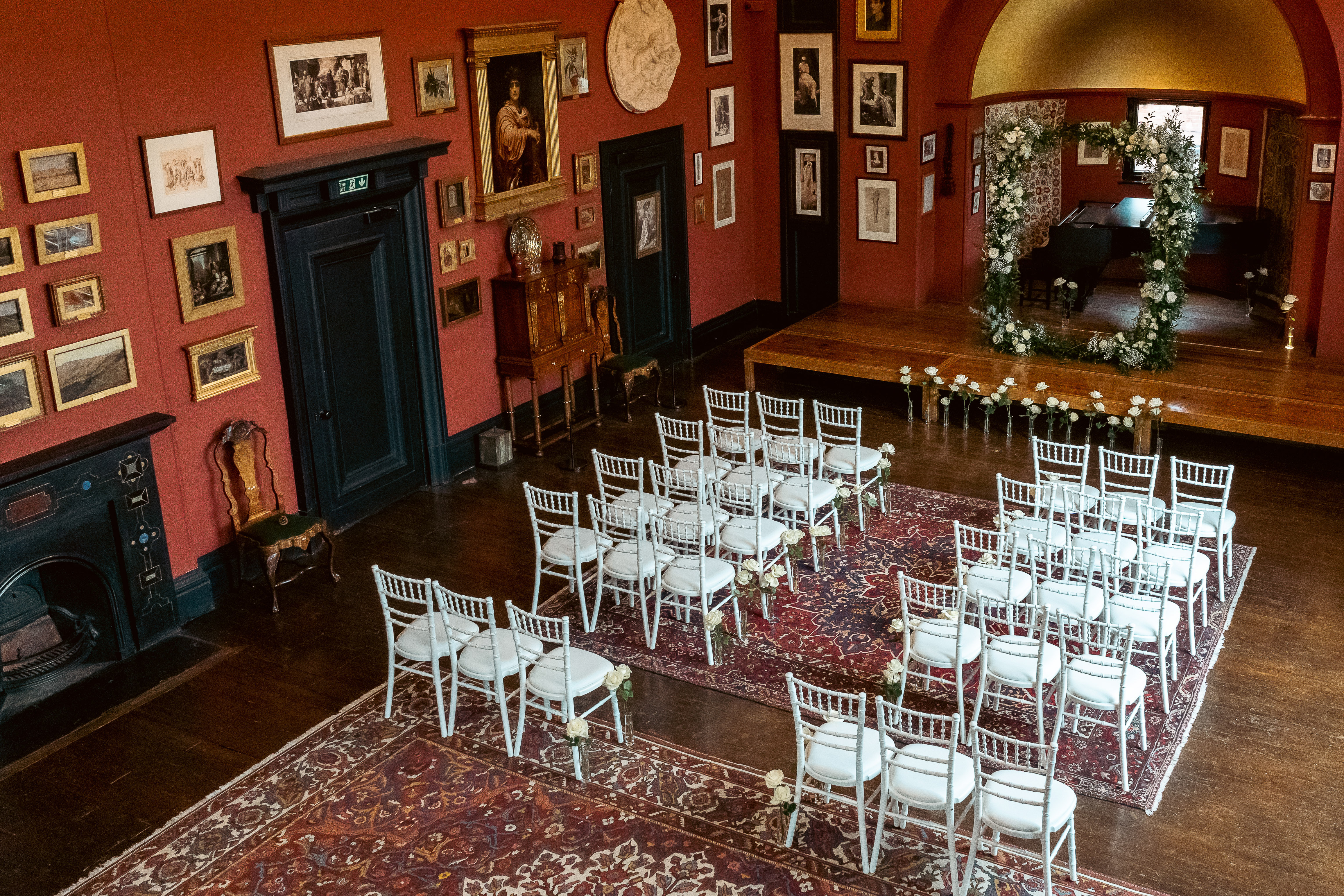 Artist's Studio in Leighton House, cozy red walls, perfect for weddings and intimate gatherings.