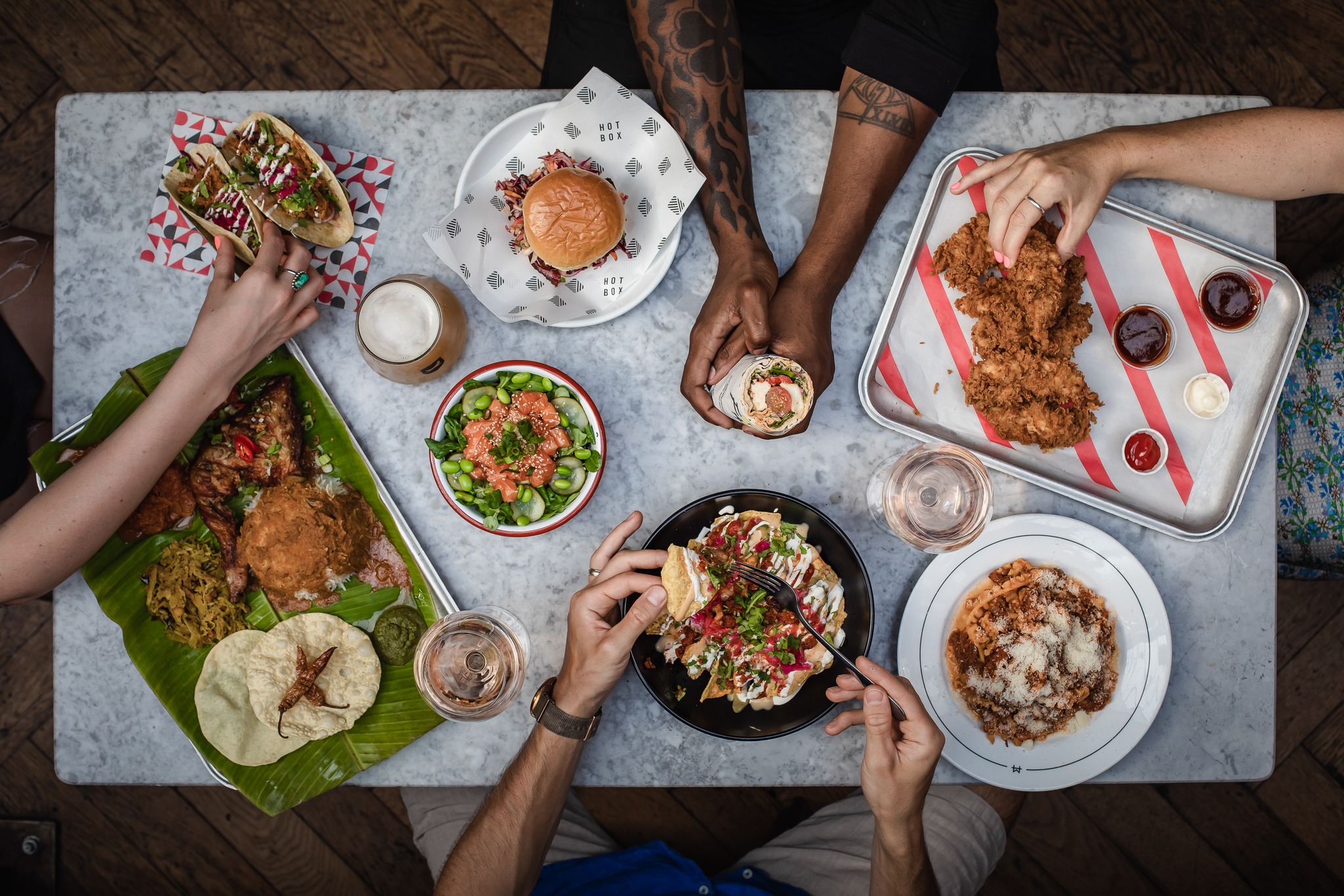 Vibrant food spread at The Waterside, ideal for networking and team-building events.