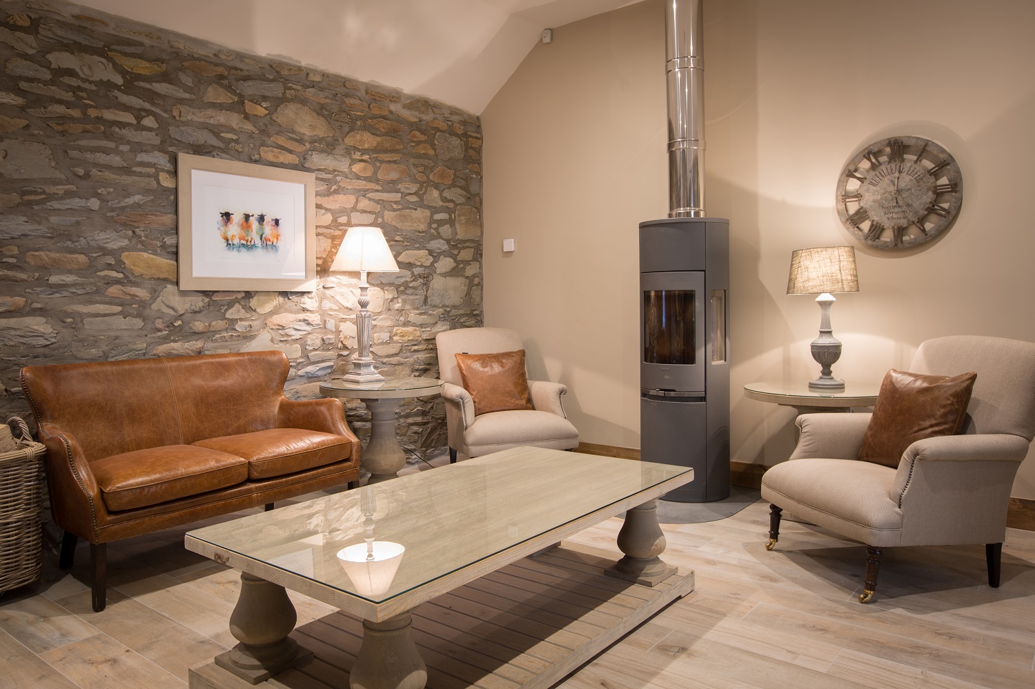 Cozy lounge area with warm lighting for networking events at GG's Yard.