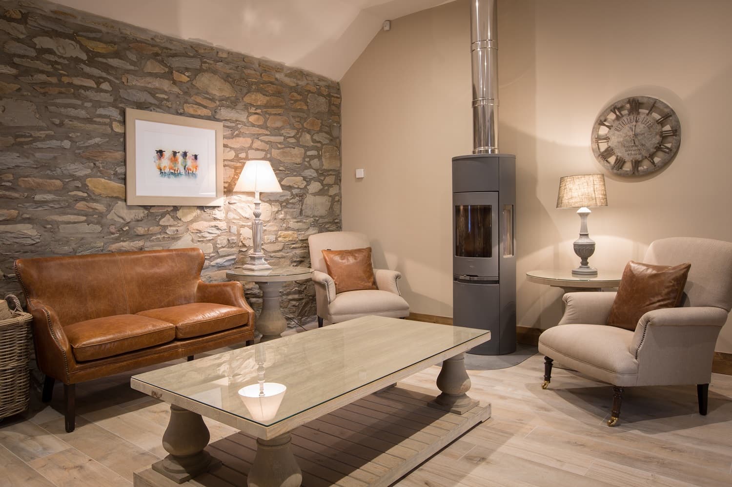 Cozy lounge area with warm lighting for networking events at GG's Yard.