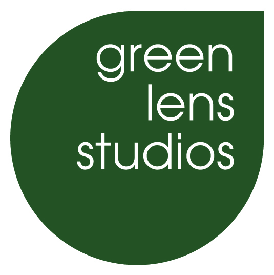 Green Lens Studio logo, eco-friendly venue for modern events in North London.