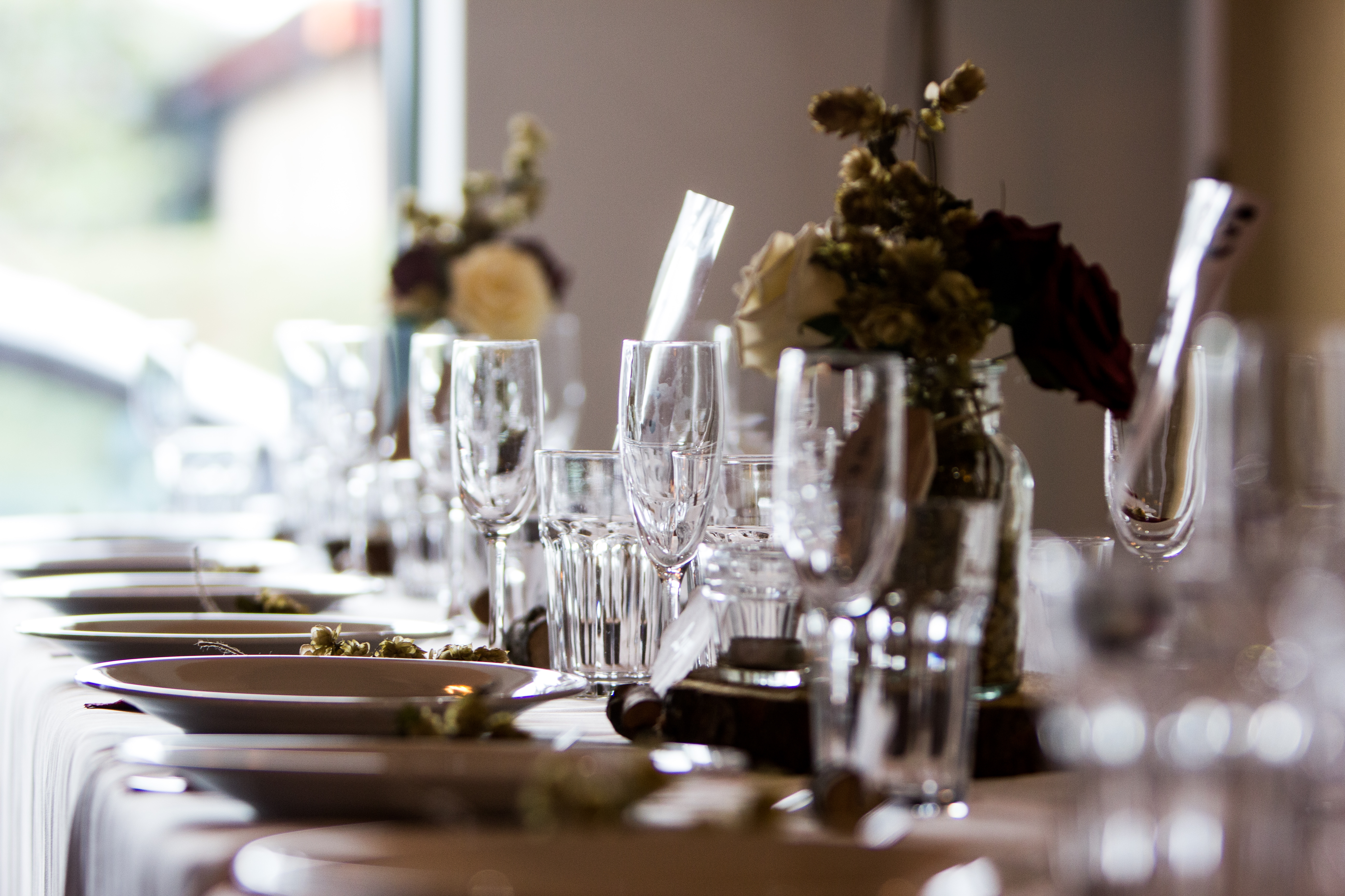 Elegant dining table at Rising Cafe, Anchor Point, perfect for formal events.