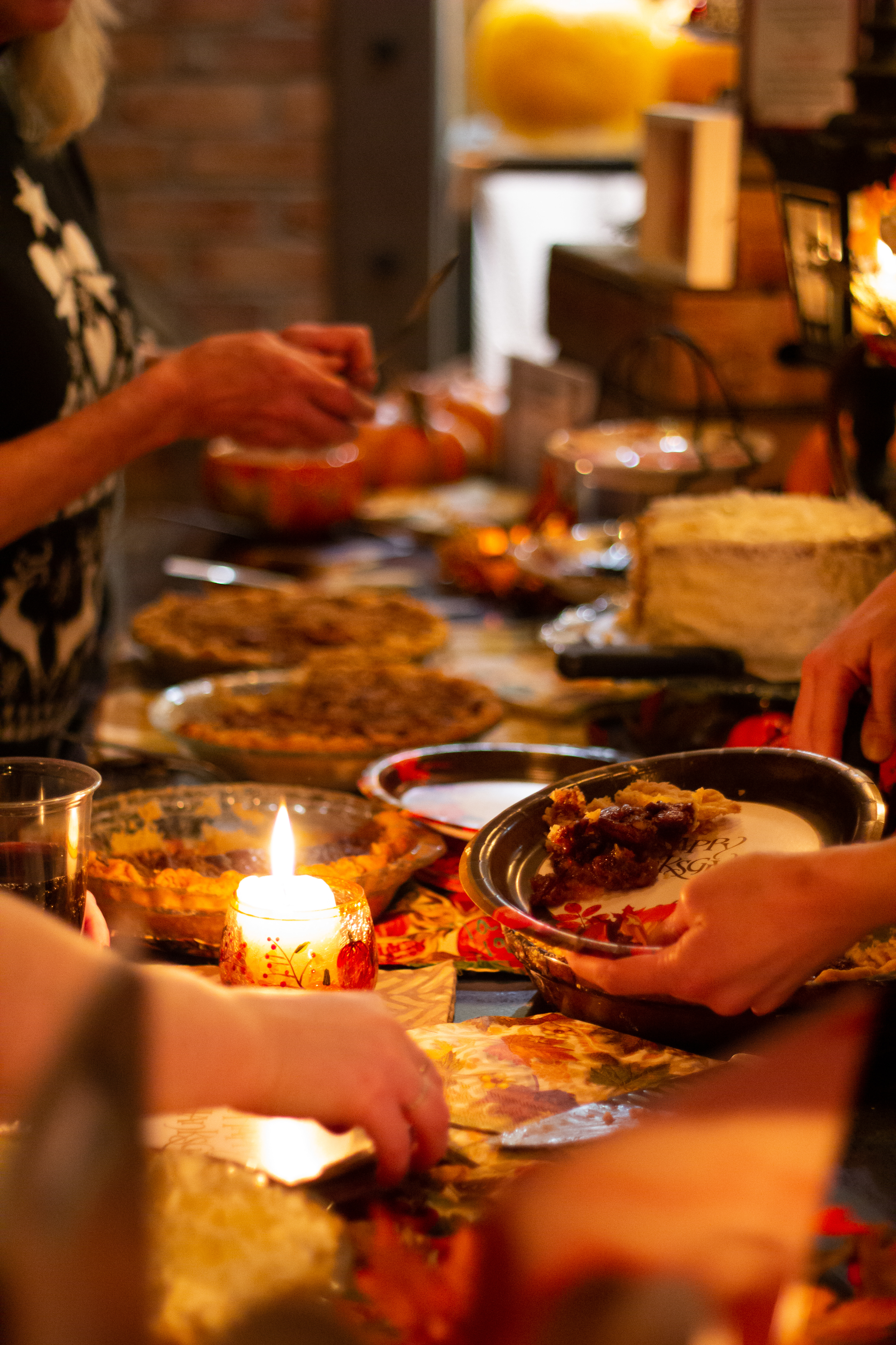 Dessert table at Rising Cafe in Anchor Point, featuring pies for cozy gatherings.