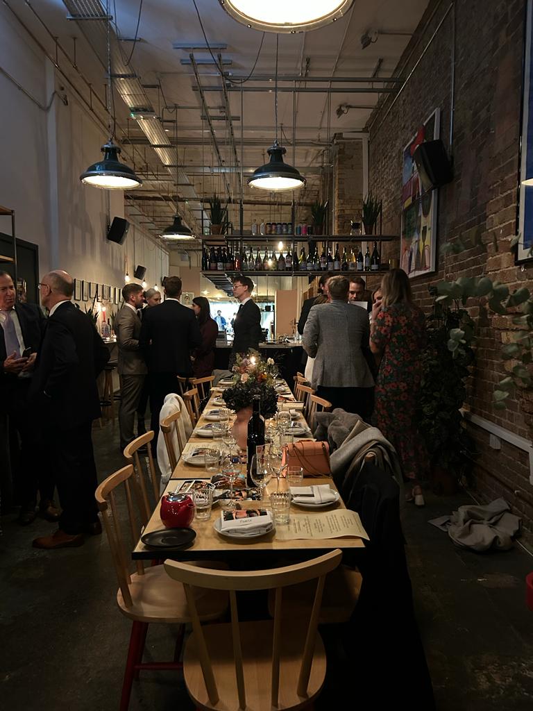 Sophisticated event space with elegant dining table for intimate gatherings in Hackney.