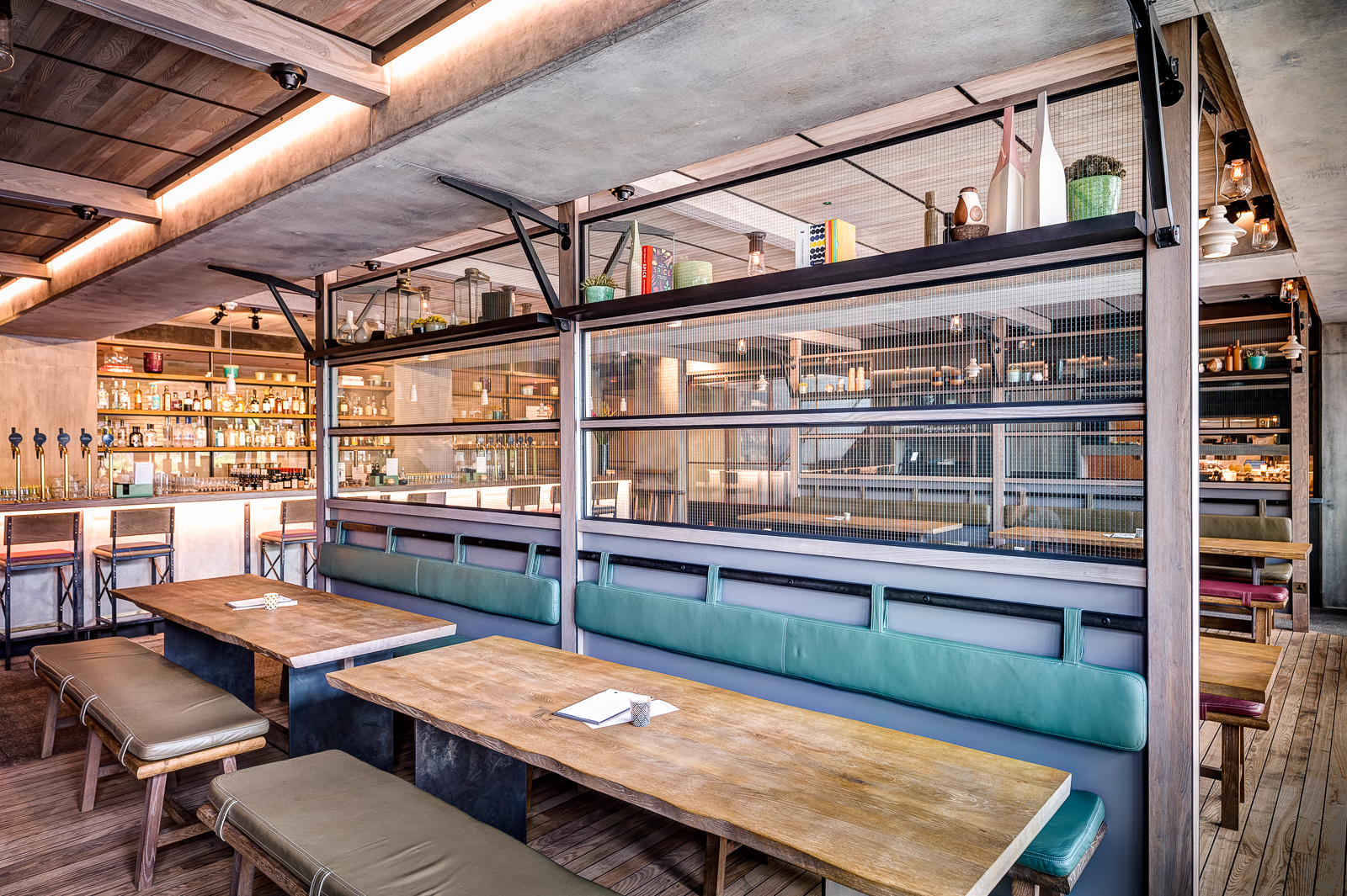 "Modern Canalside Bar & Terrace at The Lighterman, ideal for events and gatherings."