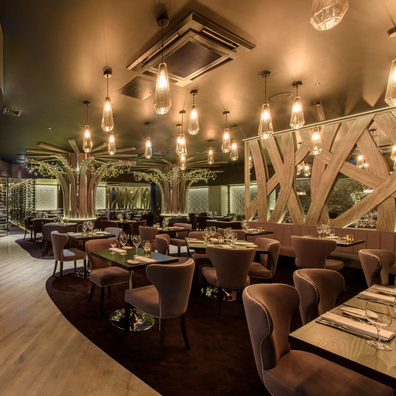 Private dining room in Edinburgh with elegant decor for upscale events and meetings.