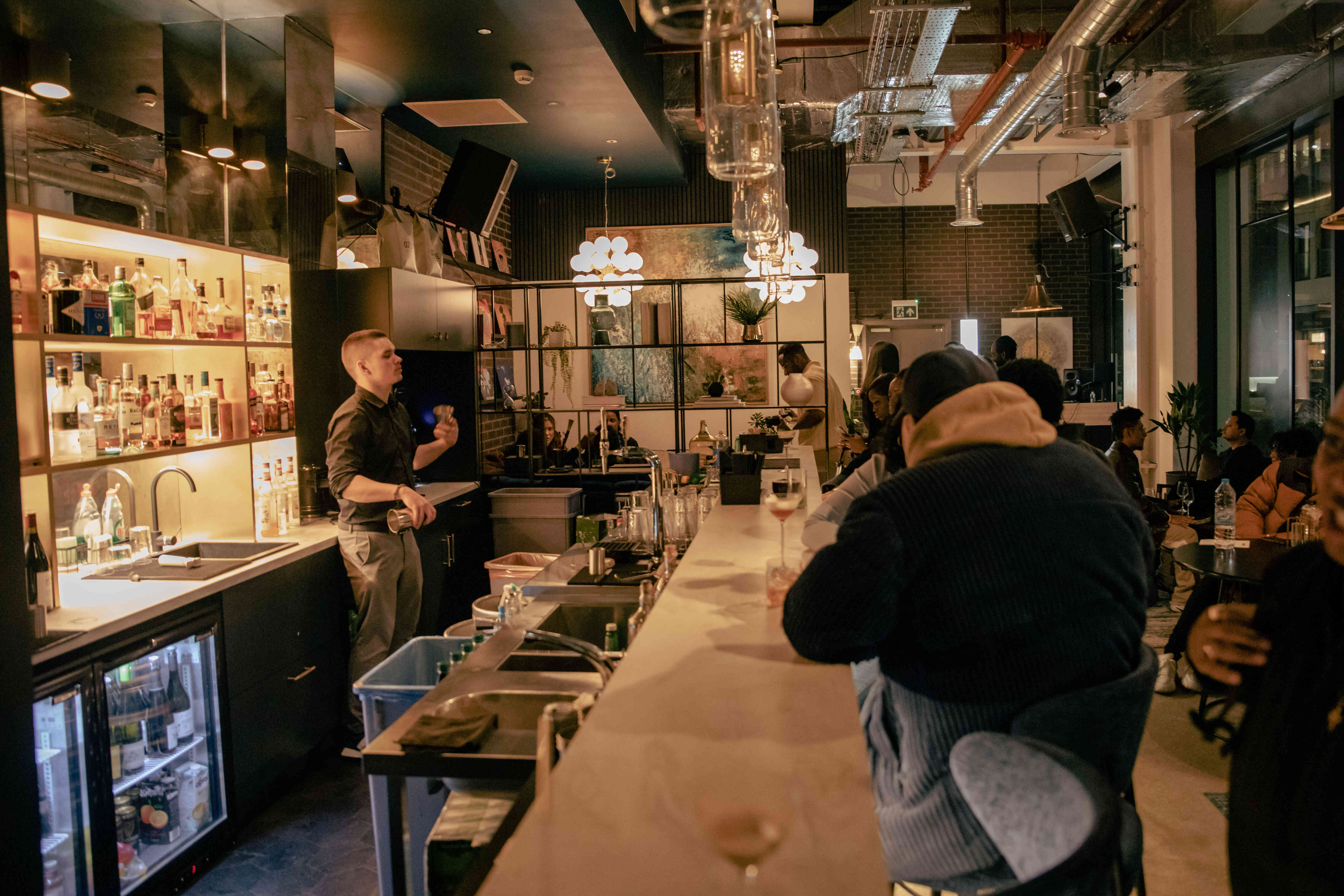 Stylish bar at Qube East, perfect for cocktail receptions and networking events.