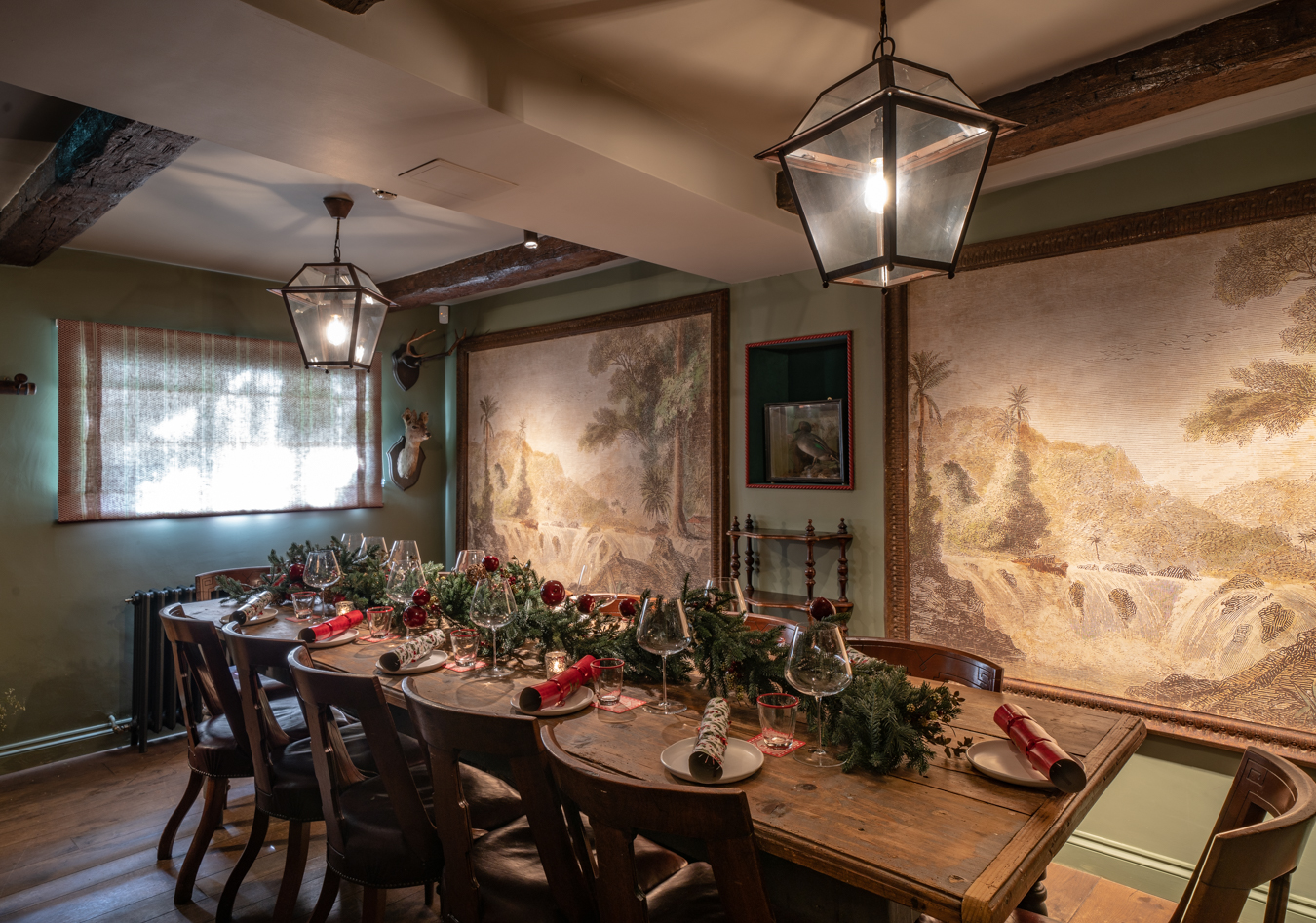 Feasting Room at The Double Red Duke, rustic decor for intimate dinners and events.