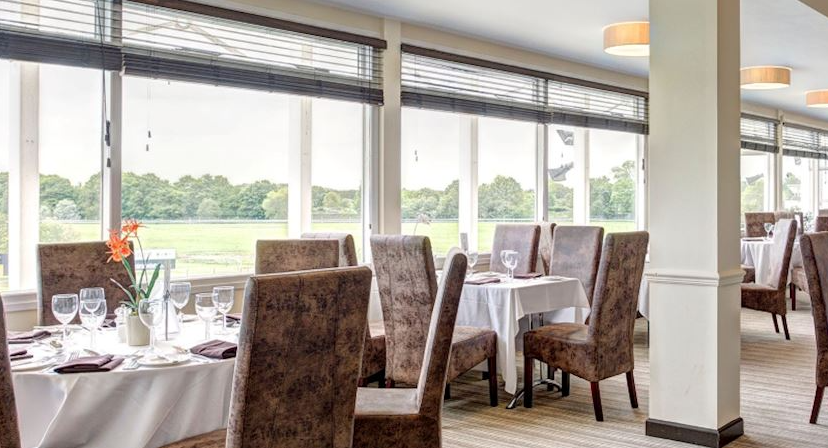 Elegant dining space at Nottingham Racecourse for corporate events and meetings.