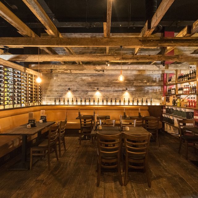 Private wine room in Leeds with rustic decor, ideal for intimate gatherings and networking events.