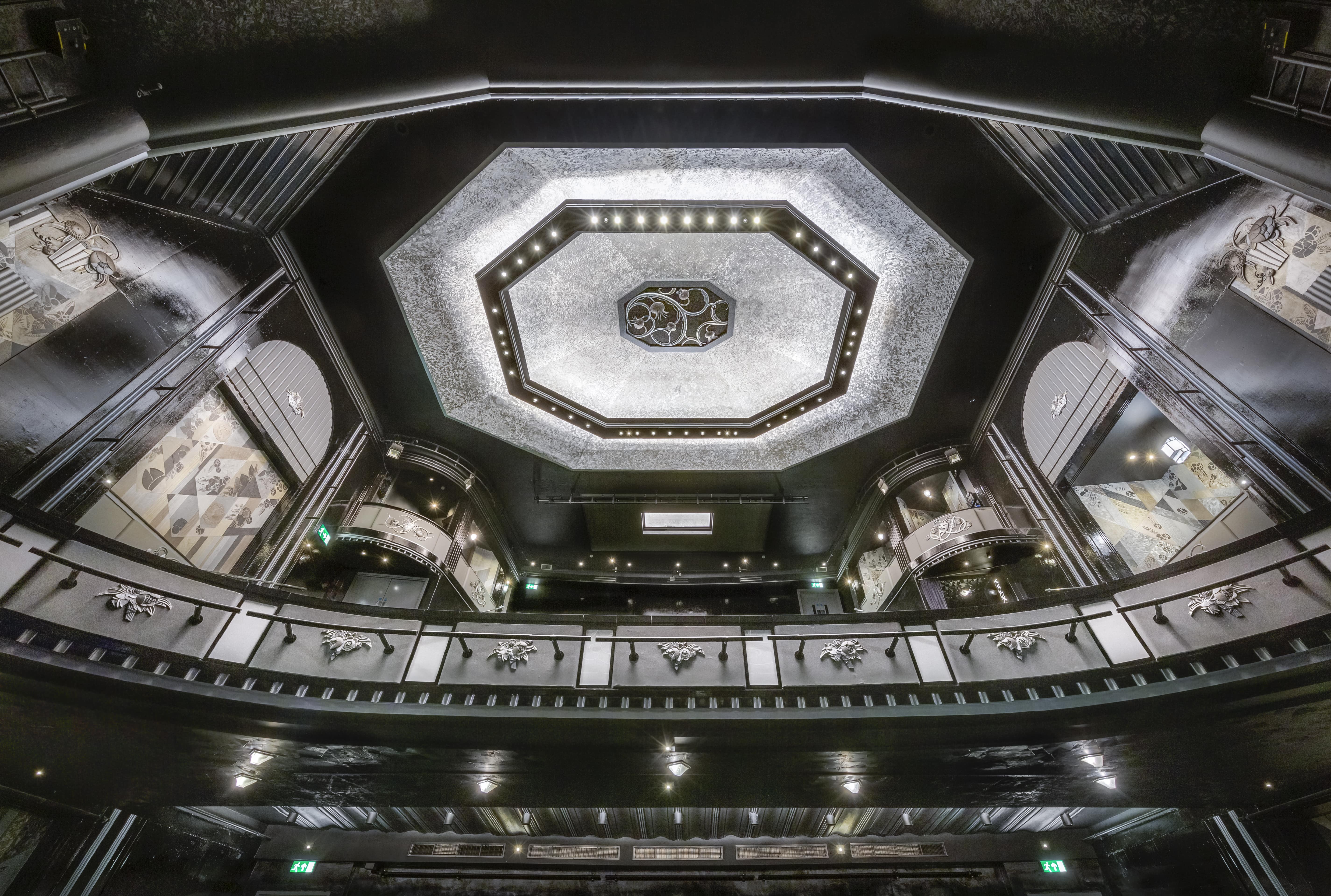 Trafalgar Theatre auditorium with octagonal ceiling, ideal for conferences and galas.