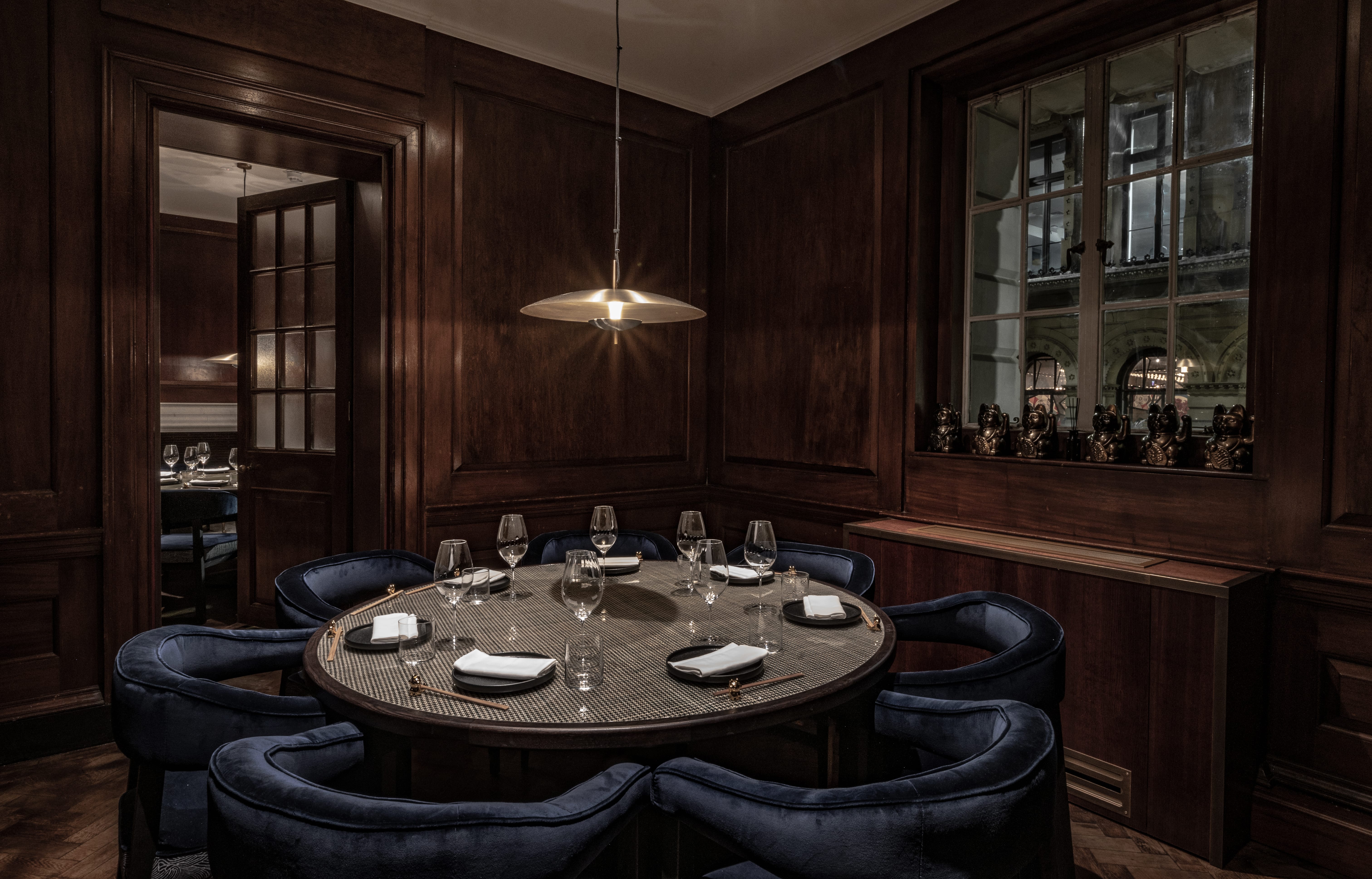 Private dining room at Lucky Cat, Manchester - elegant space for corporate meetings and events.