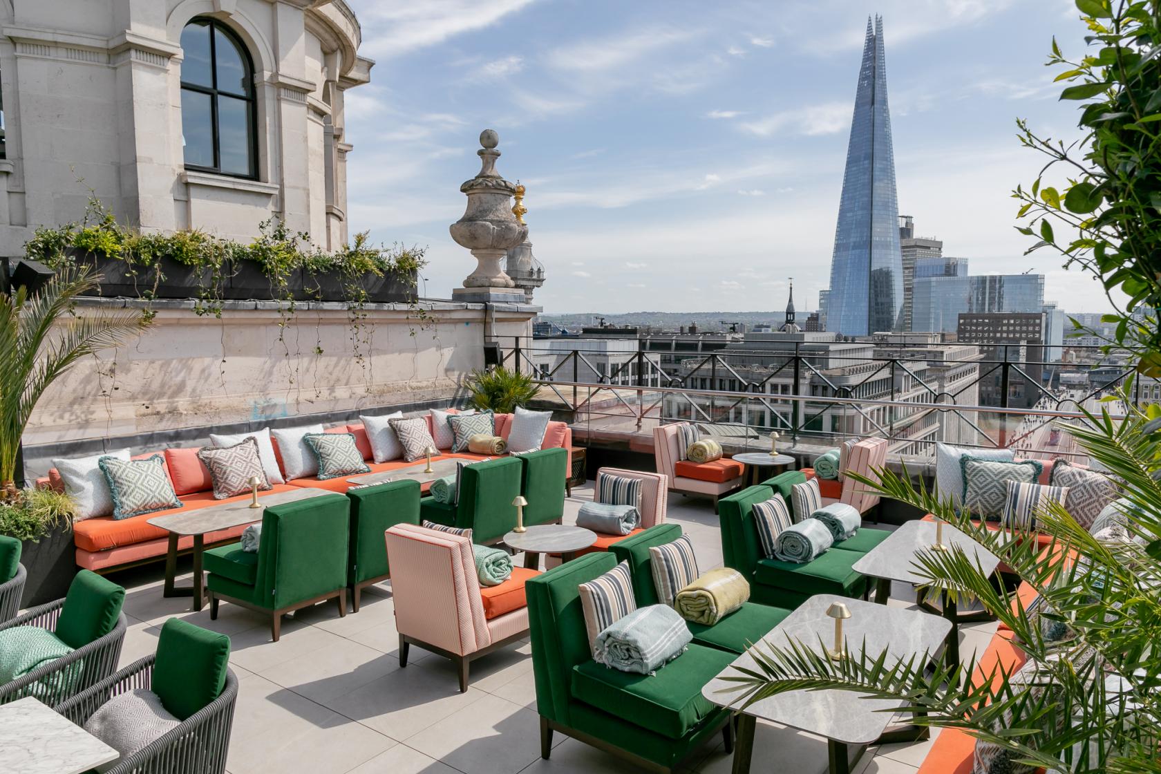 Stylish rooftop venue in Wagtail London with plush seating and skyline views for upscale events.