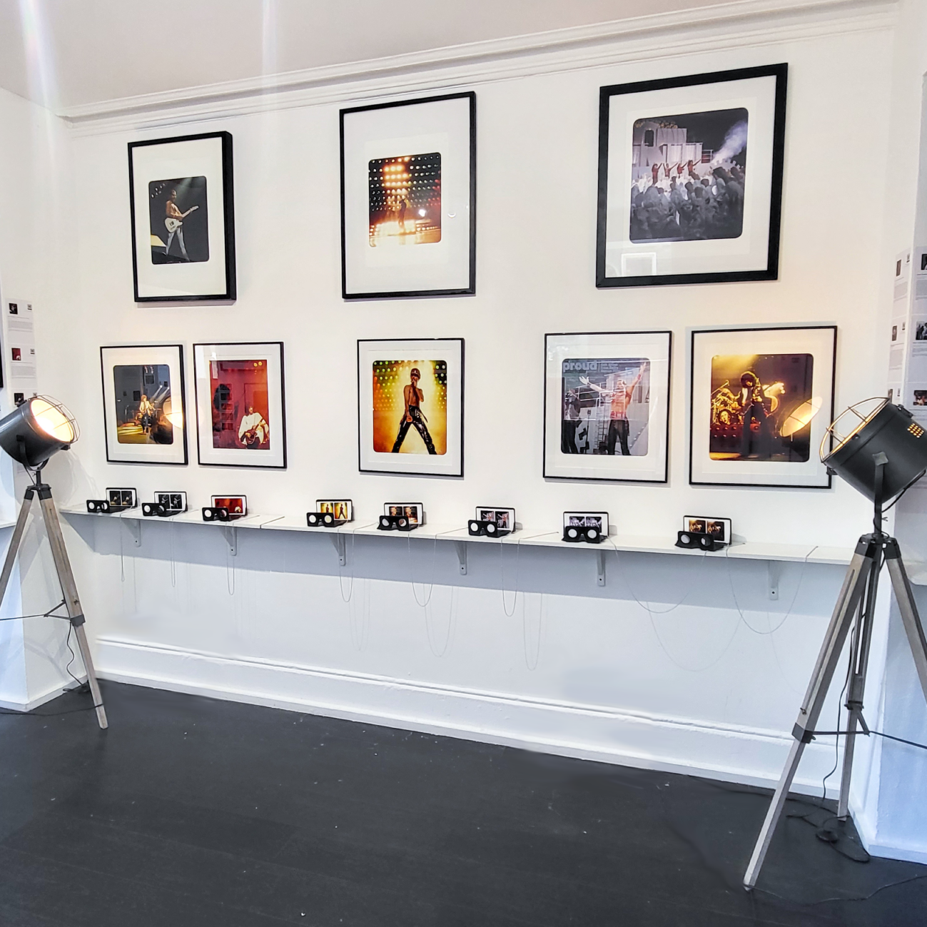 Proud Galleries with framed photos and vintage lighting, perfect for art exhibitions and events.