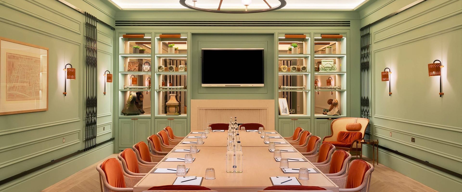 Tenon Suite meeting room at Hart Shoreditch Hotel, ideal for presentations and strategy sessions.