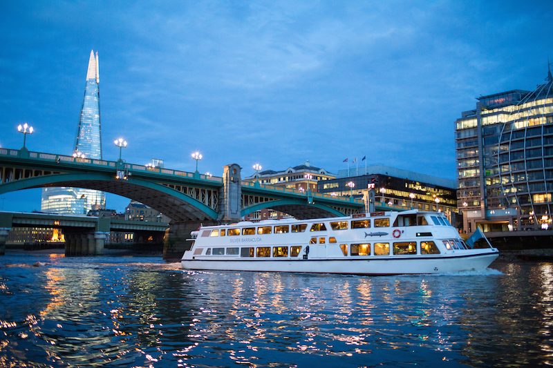Sleek Silver Barracuda boat on Thames, perfect for corporate events and private celebrations.