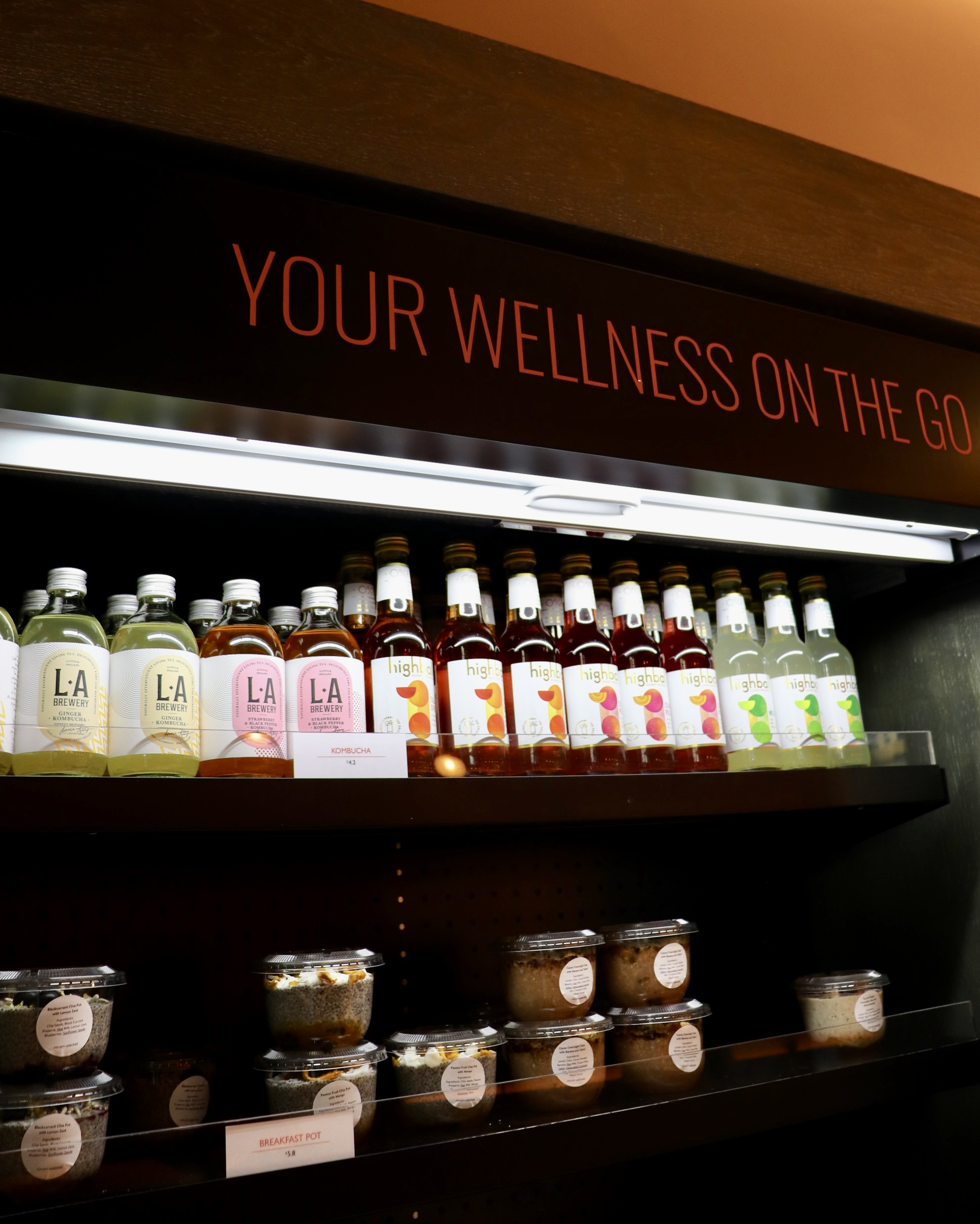 Wellness beverage display at Vita Cafe for health-focused events and catering.