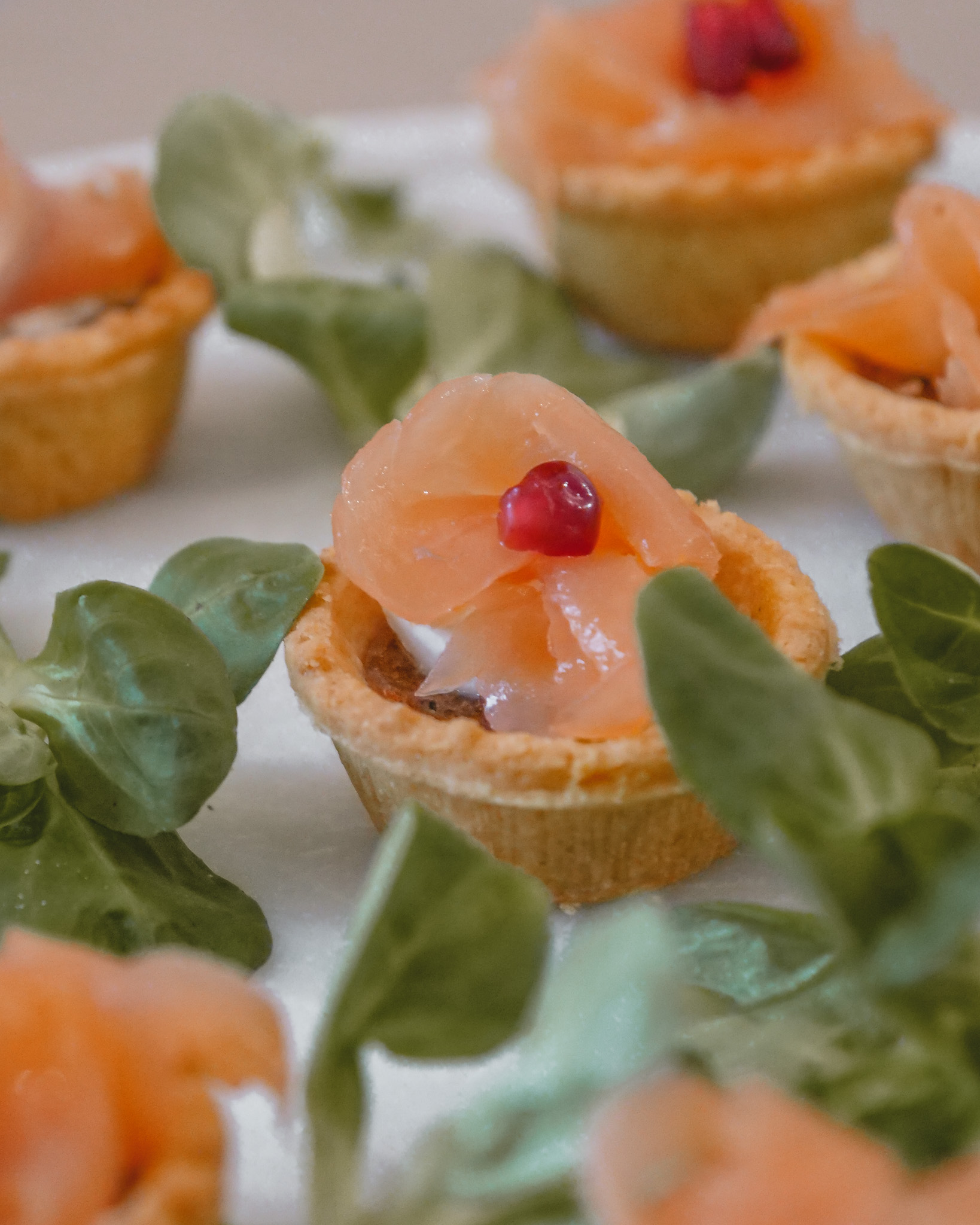 Elegant hors d'oeuvres platter with smoked salmon for upscale events and networking.