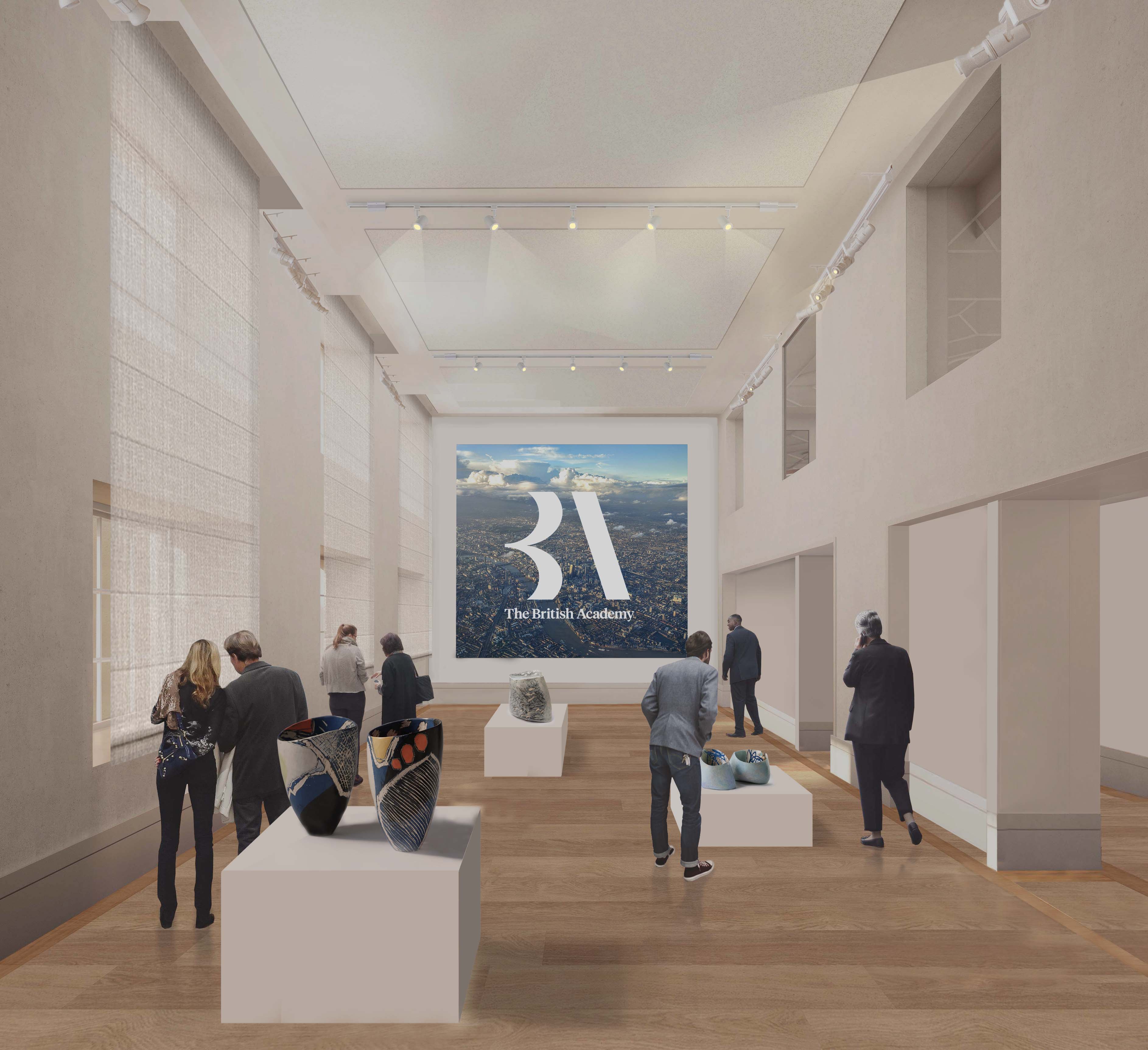 Modern lecture room with large screen, ideal for conferences and exhibitions.