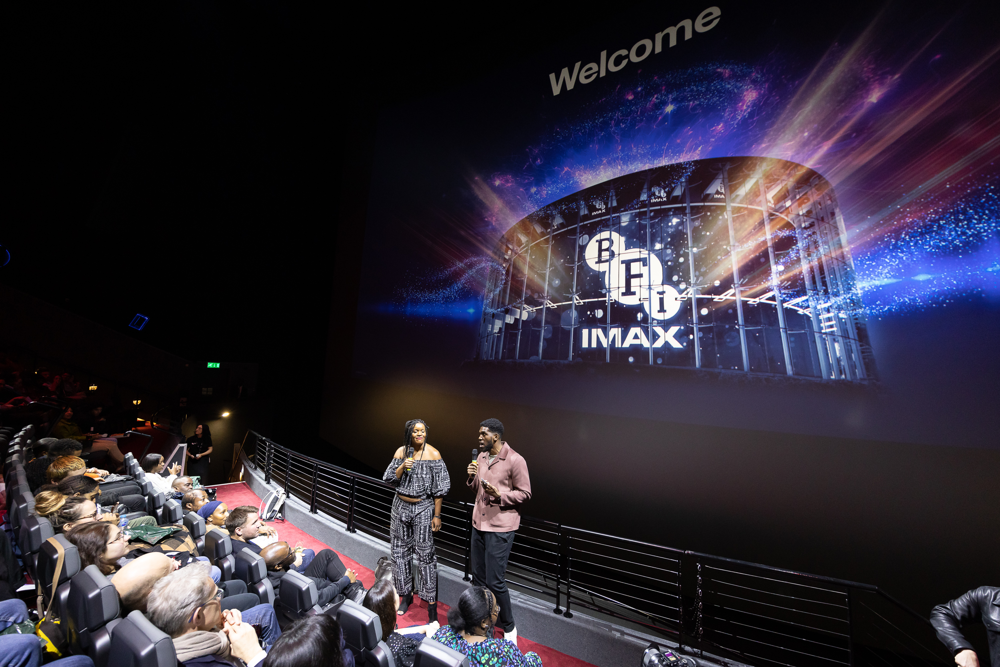 IMAX screen at BFI IMAX during an engaging event with attentive audience.