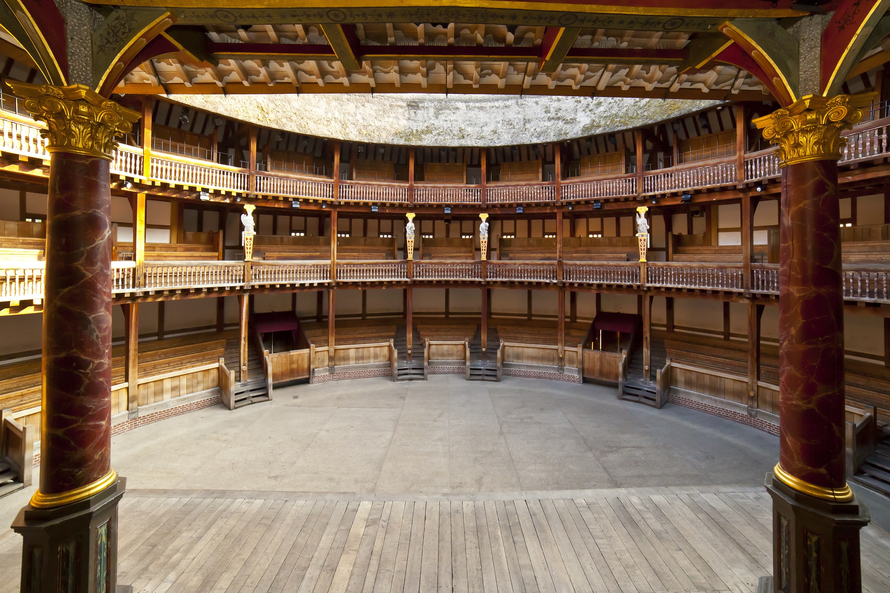 The Globe Theatre, a historic venue with elegant architecture for immersive performances.