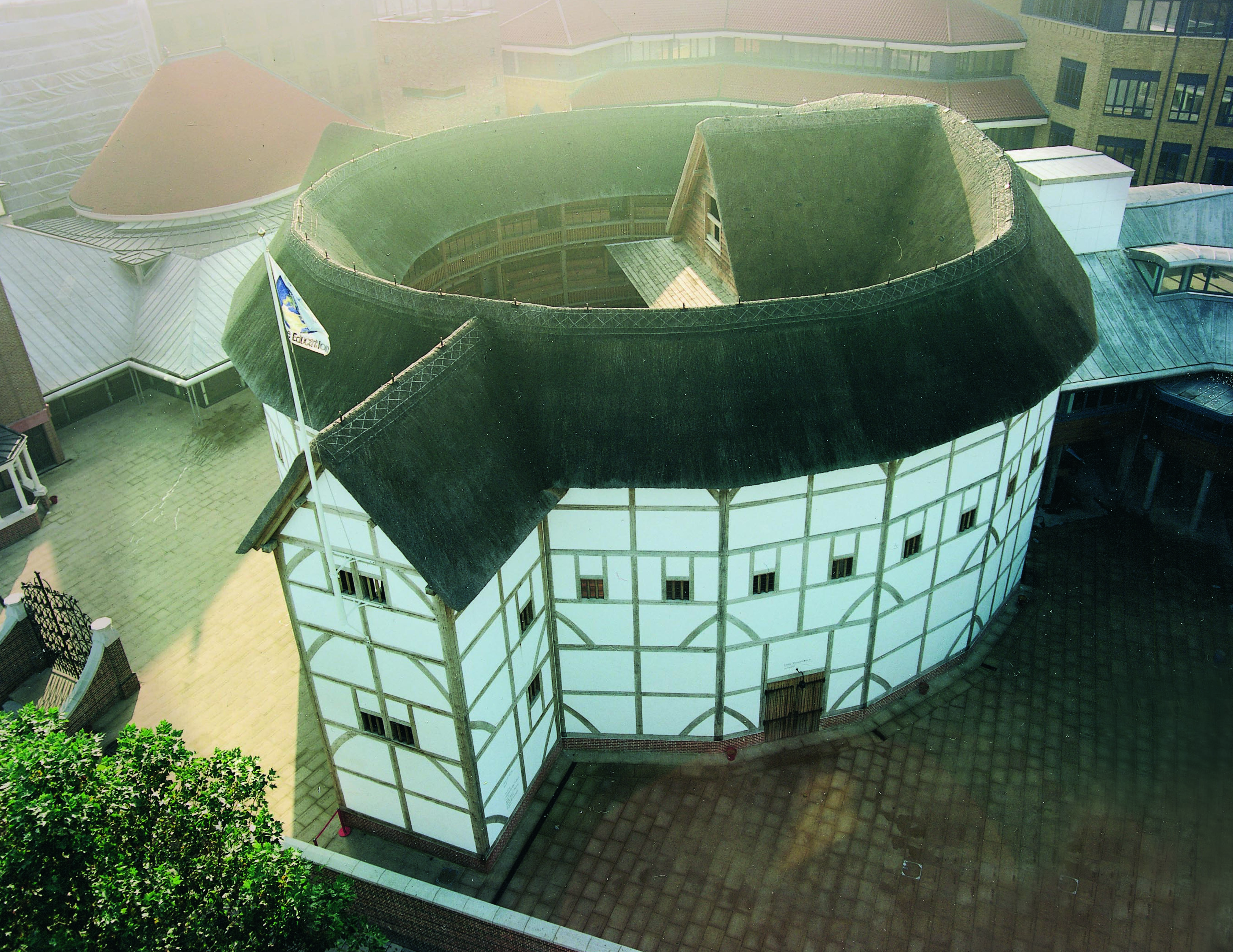 Historic Globe Theatre, open-air venue for immersive performances and events.